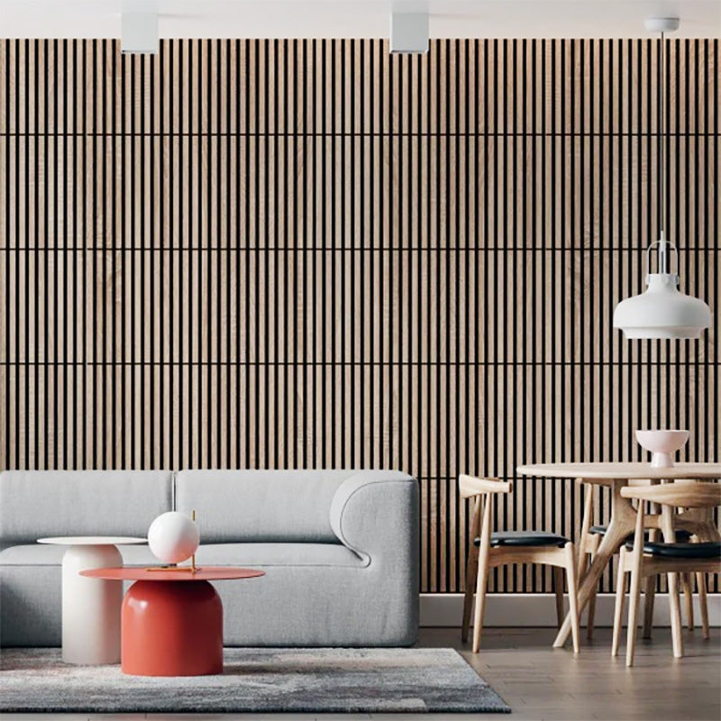 Square WOODFLEX Acoustic Wood Slat Wall Panels - Oak Veneer Soundproofing Tiles (4-Piece Set) for Home Theater, Office & Studio Decor