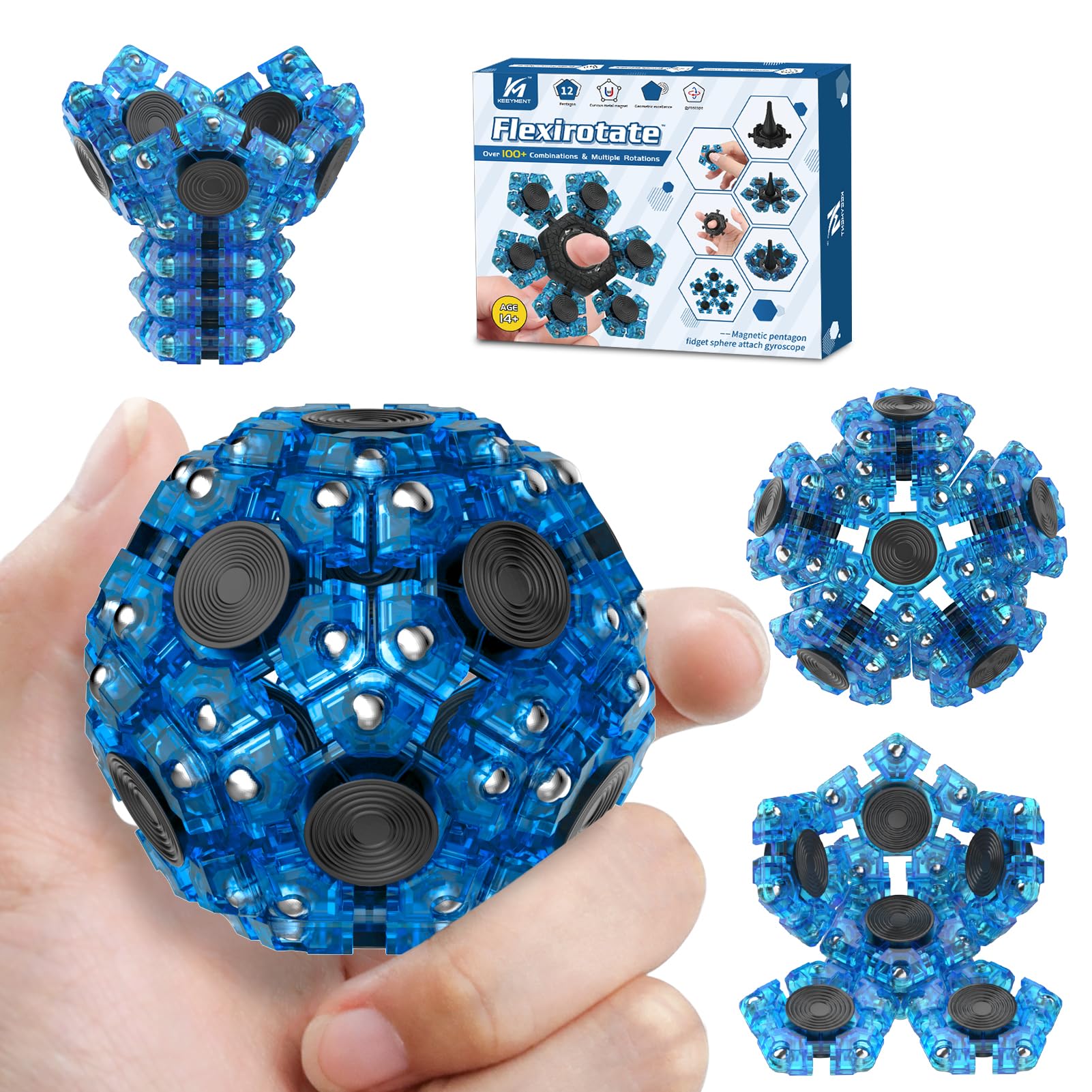 Sphere Magnetic Fidget Toys for Adults & Teens - Stress Relief Building Set with Rotating & Splicing Sensory Features | ADHD Focus Tool, Cool Office Desk Gadgets | Perfect Gift for Boys, Girls & Anxiety Relief (Home, Office, Classroom Use)