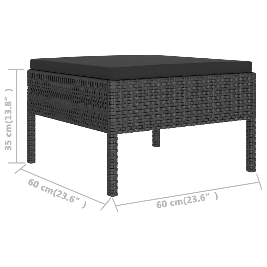 vidaXL 11-Piece Patio Lounge Set with Cushions - Black Poly Rattan Outdoor Furniture for Garden, Terrace & Yard - Perfect for Relaxing, Entertaining & Lounging