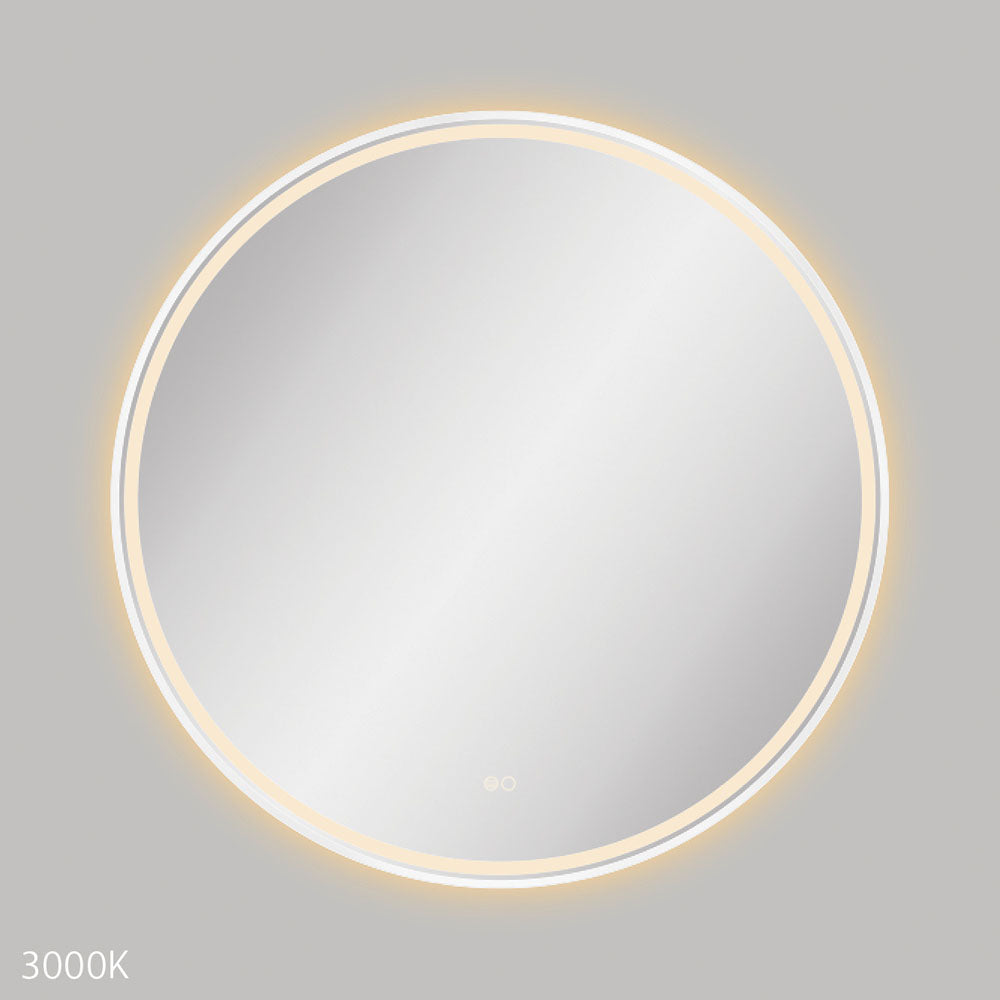 Fienza LED900FRW Reba LED Matte White Framed Bathroom Mirror 900mm - Perfect for Vanity, Makeup, and Modern Bathroom Decor