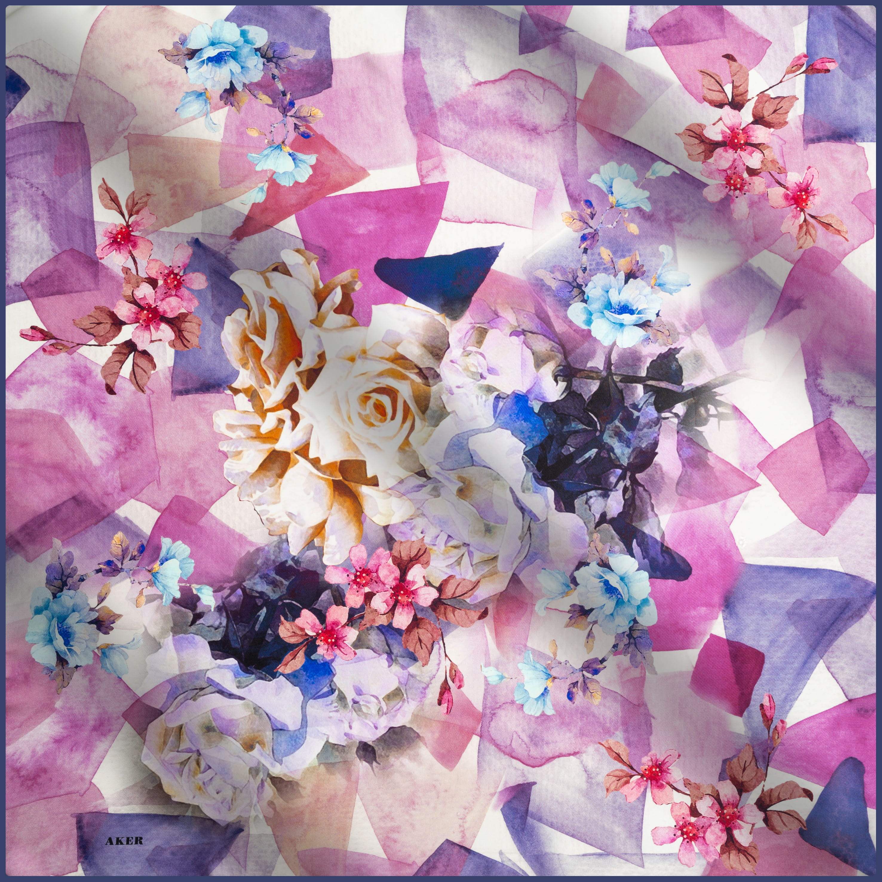 Aker Dreamscape Silk Scarf No. 23 - Luxury Womens Fashion Accessory for Elegant Outfits, Parties & Travel
