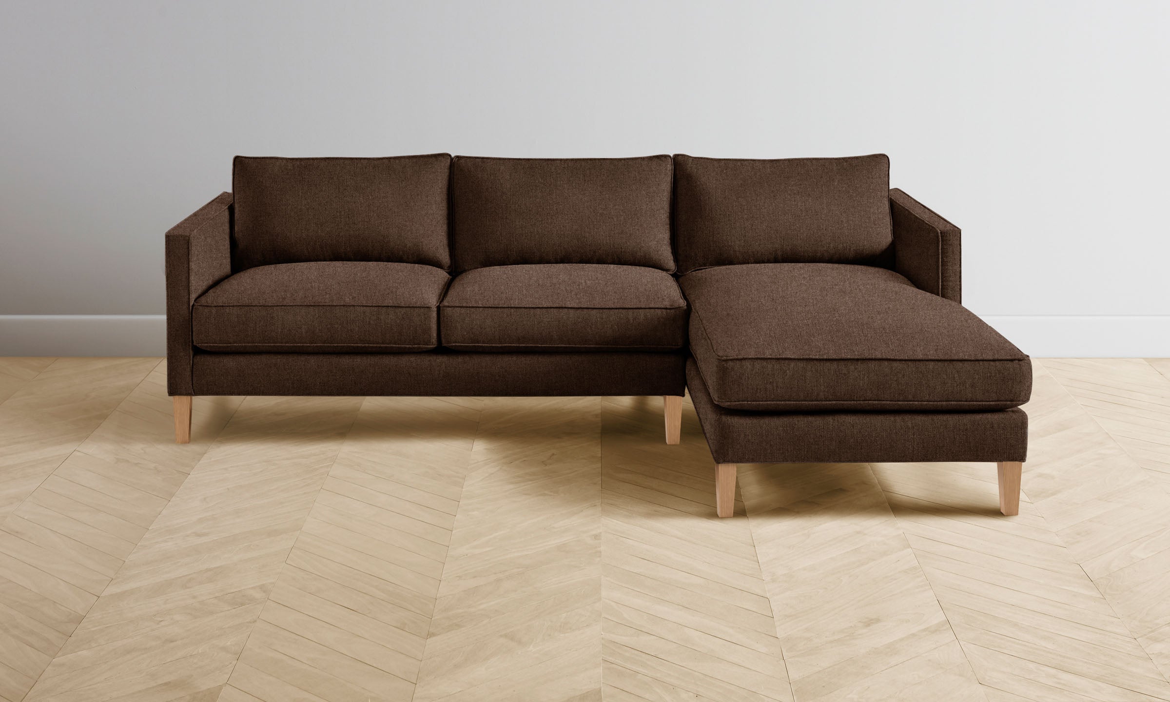 Premium Crosby Sectional Sofa - Italian Brushed Wool Upholstery in Rich Cocoa Brown | Perfect for Living Room, Lounge & Family Gatherings