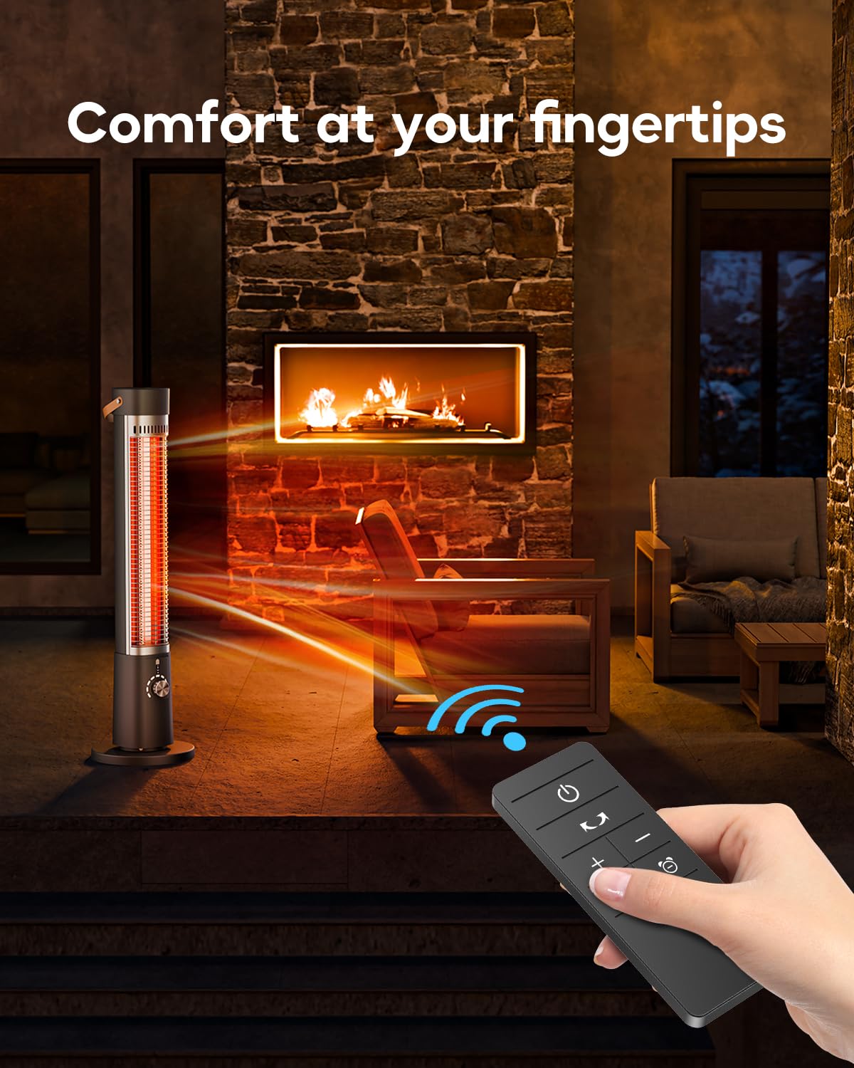 **Black Electric Patio Heater - Indoor/Outdoor Infrared Space Heater with 60° Oscillation, Timer & Remote - Perfect for Patio, Gazebo, Deck & Winter Nights**