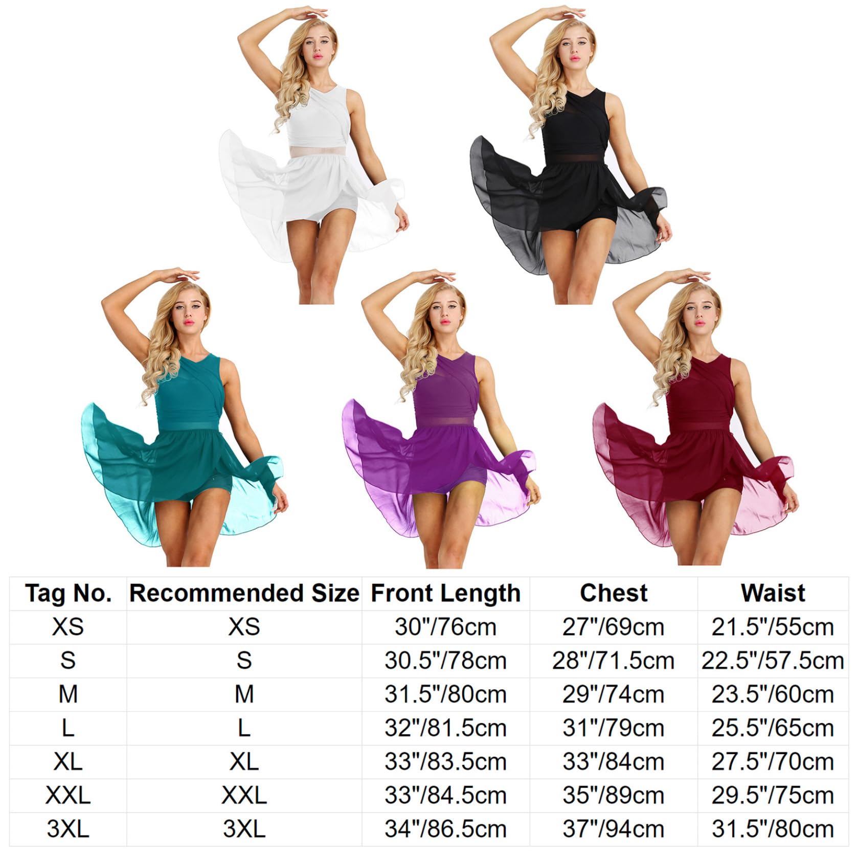 Manyakai Women's Lyrical Dance Costume - Sleeveless Ballet Dress, Skating Leotard, Gymnastics Outfit for Performances, Competitions, and Recitals