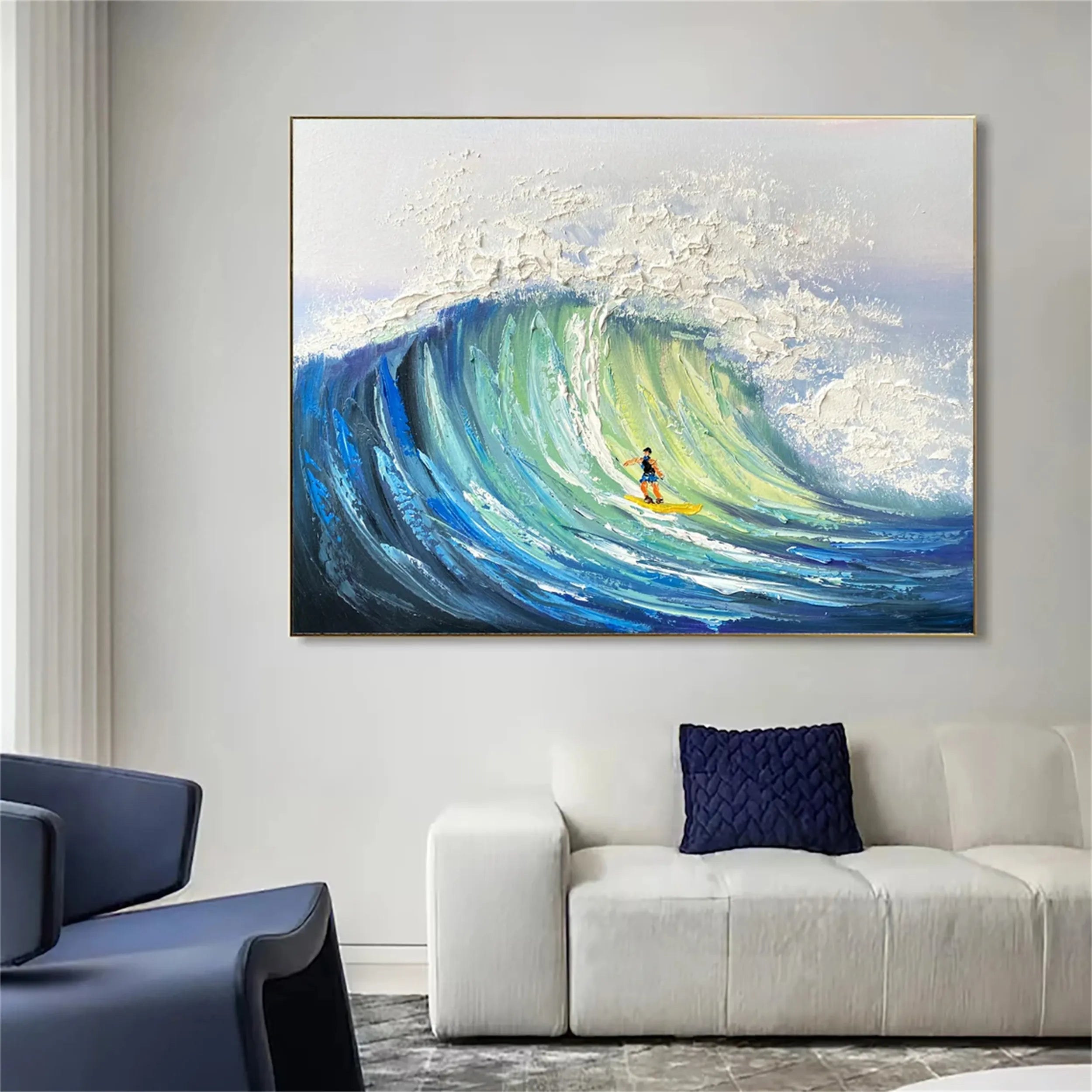 Ocean and Sky Painting #OS124 - Stunning Coastal Wall Art for Home & Office Decor - Perfect for Living Rooms, Bedrooms, and Beach House Interiors