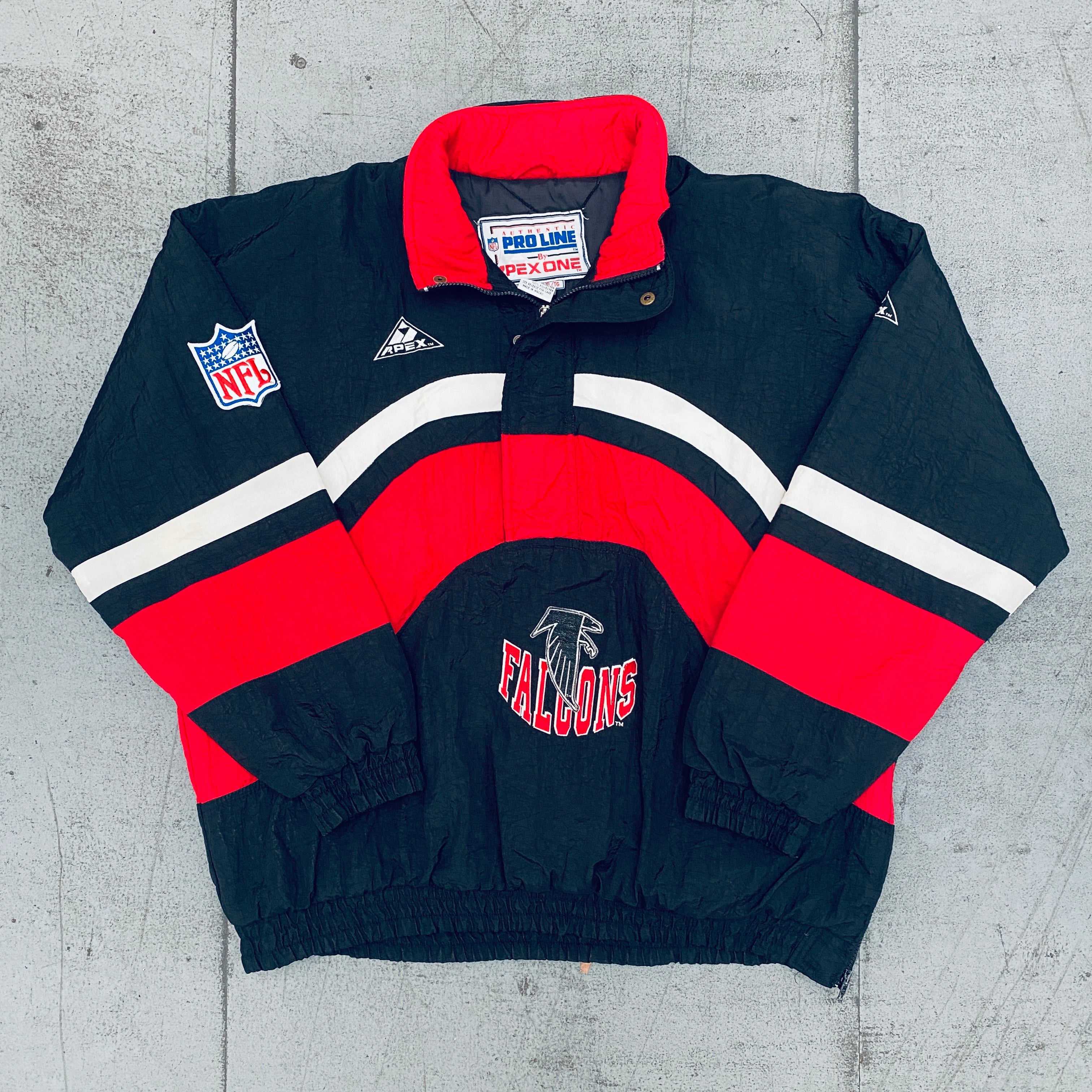 Atlanta Falcons 1990s Apex One 1/4 Zip Breakaway Proline Jacket - Vintage NFL Football Pullover for Men (Size XL) - Perfect for Game Day, Tailgating & Falcons Fan Apparel