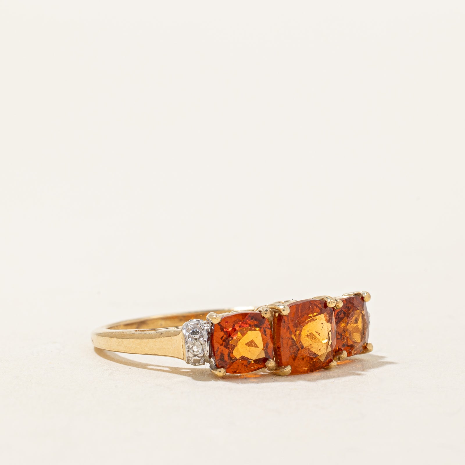 Hessonite Garnet and Diamond Ring 3.00ct Natural Gemstone 0.01ctw White Diamond 925 Sterling Silver Size 7.75 | Elegant Jewelry Gift for Women, Anniversary, Engagement, Wedding, Valentine's Day