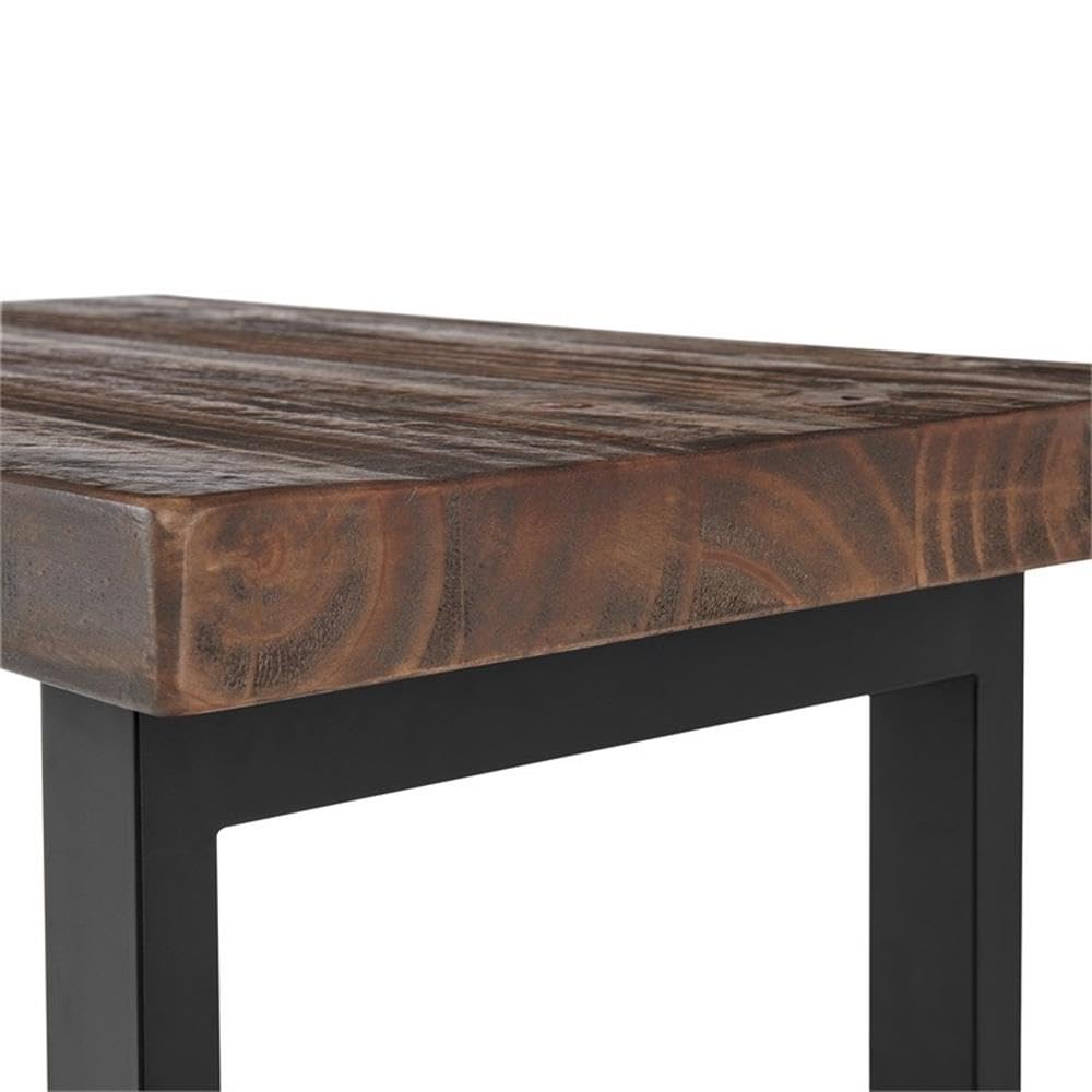 Alaterre Pomona Rustic End Table - Natural Finish Metal & Wood Side Table for Living Room | Handcrafted Home Decor Accent Stand with Solid Wood & Metal Design | Perfect for Coffee Table Companion, Bedroom Nightstand or Entryway Decor