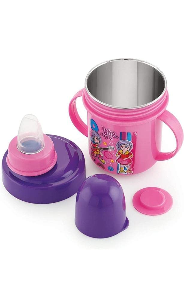 LD LUCIDO DECORE Stainless Steel Baby Sippy Cup with Spout - 320ml Leak-Proof Toddler Cup for Boys & Girls Ages 3-18 Months - Ideal for On-the-Go, Daycare & Travel