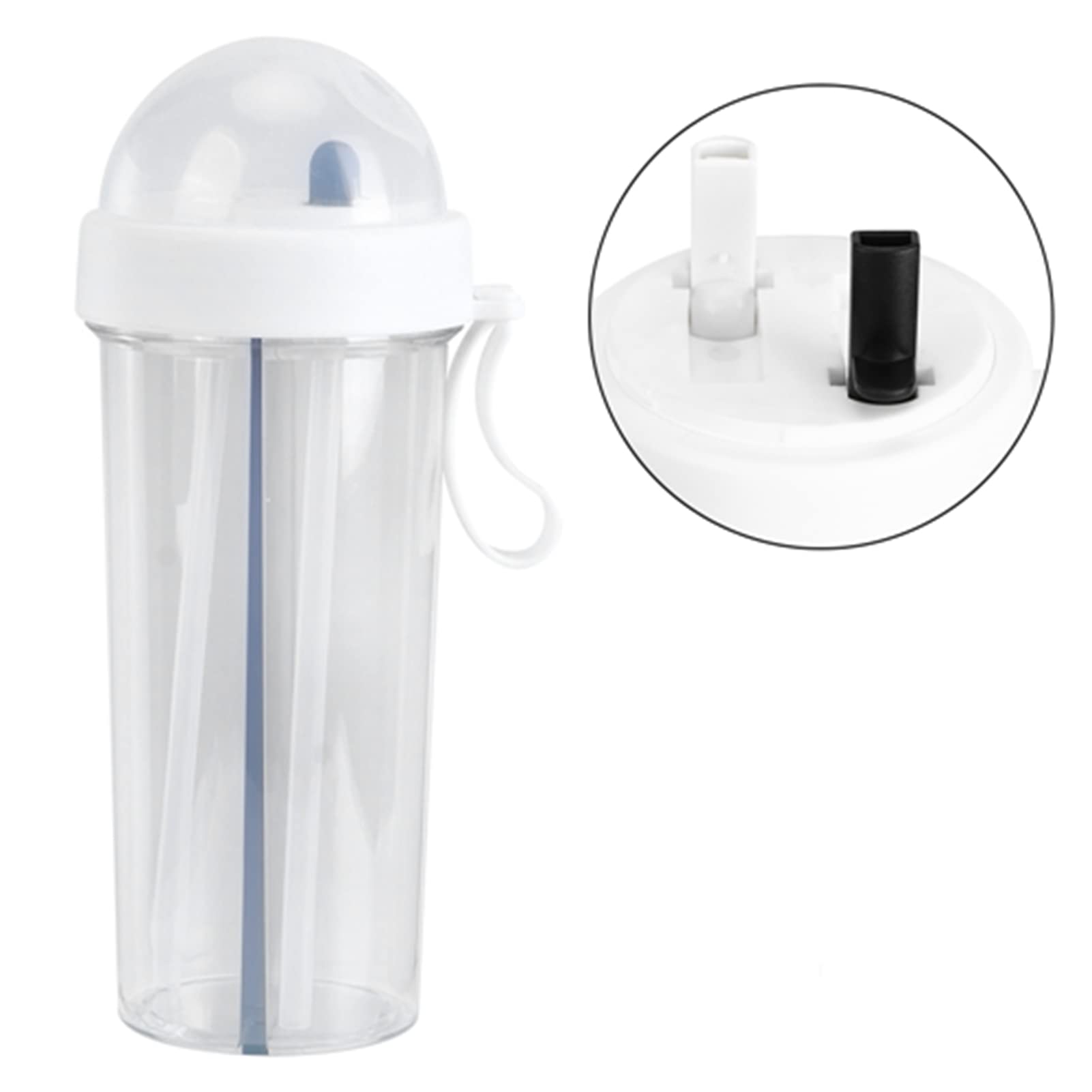 600ml Creative Straw Water Bottle - Insulated Stainless Steel Hydration Cup with Lid for Gym, Office & Outdoor Activities (White)