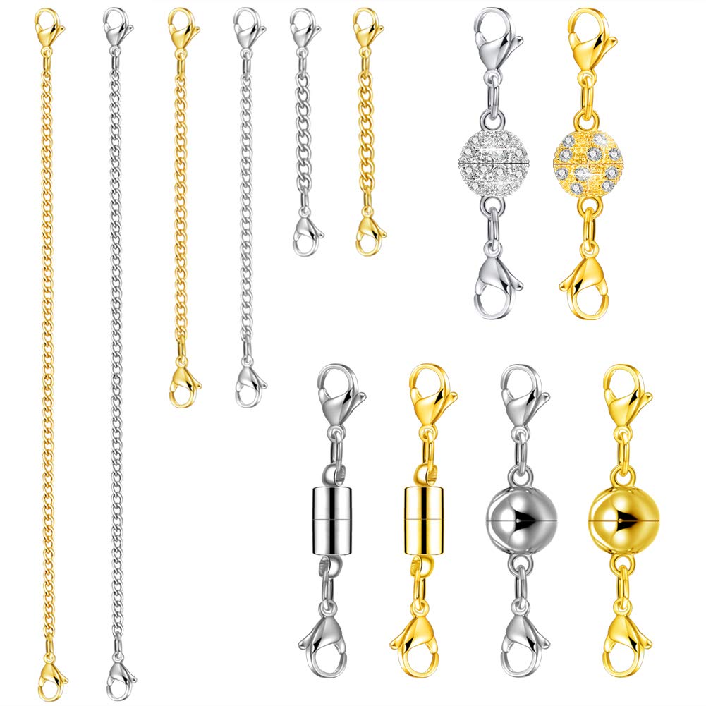 12 Pack Necklace Extenders - Gold & Silver Chain Extenders for Necklaces, Bracelets & Anklets | Adjustable Jewelry Extender for Custom Fit | Perfect for Layering, Gifting & Jewelry Repair