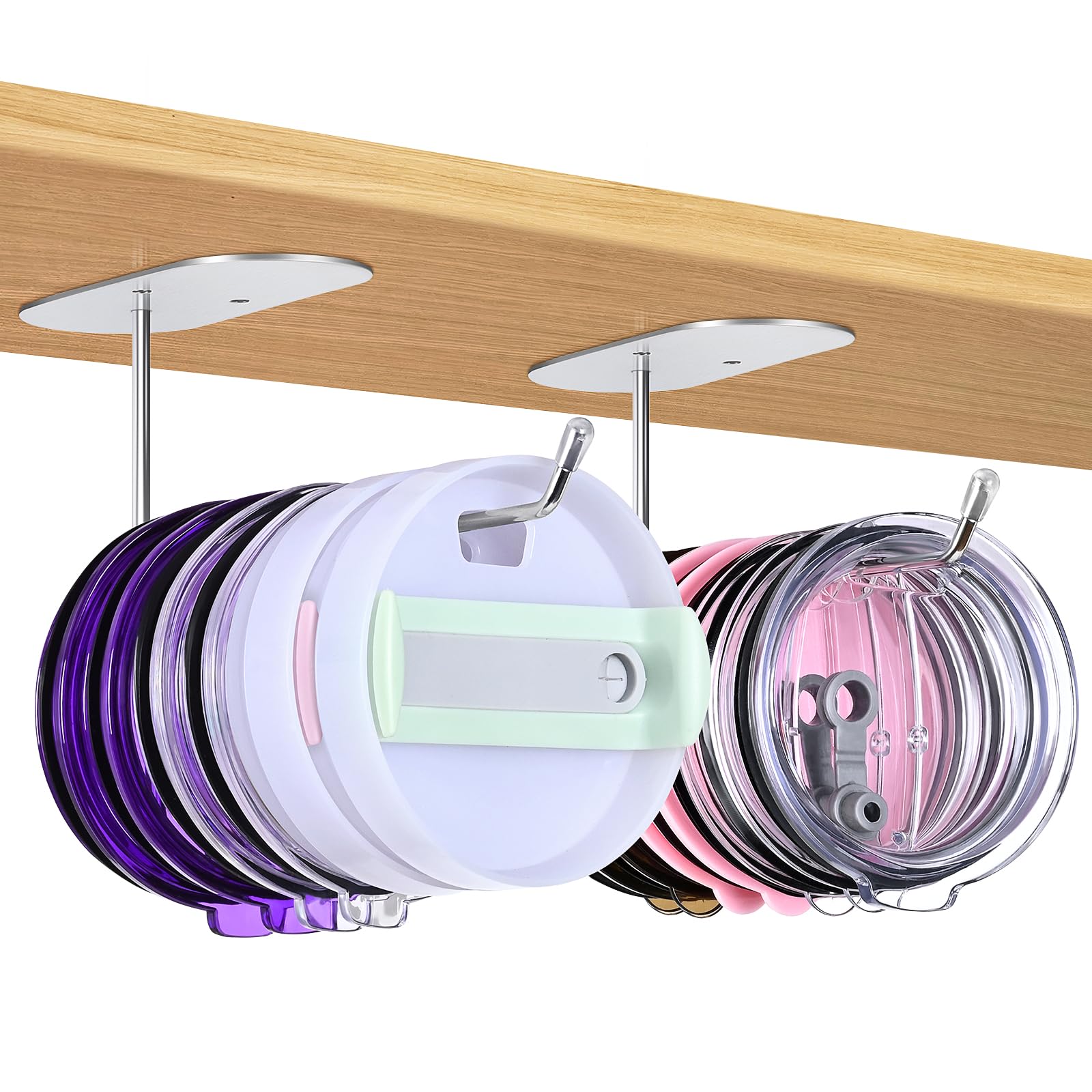 Uspring 2-Pack Tumbler Lid Organizer - Space Saving Cup Lid Storage for Stanley/Yeti/Simple Modern Tumblers - Cabinet & Kitchen Organization Accessories - Perfect for Small Kitchen Storage & Travel Mug Organization