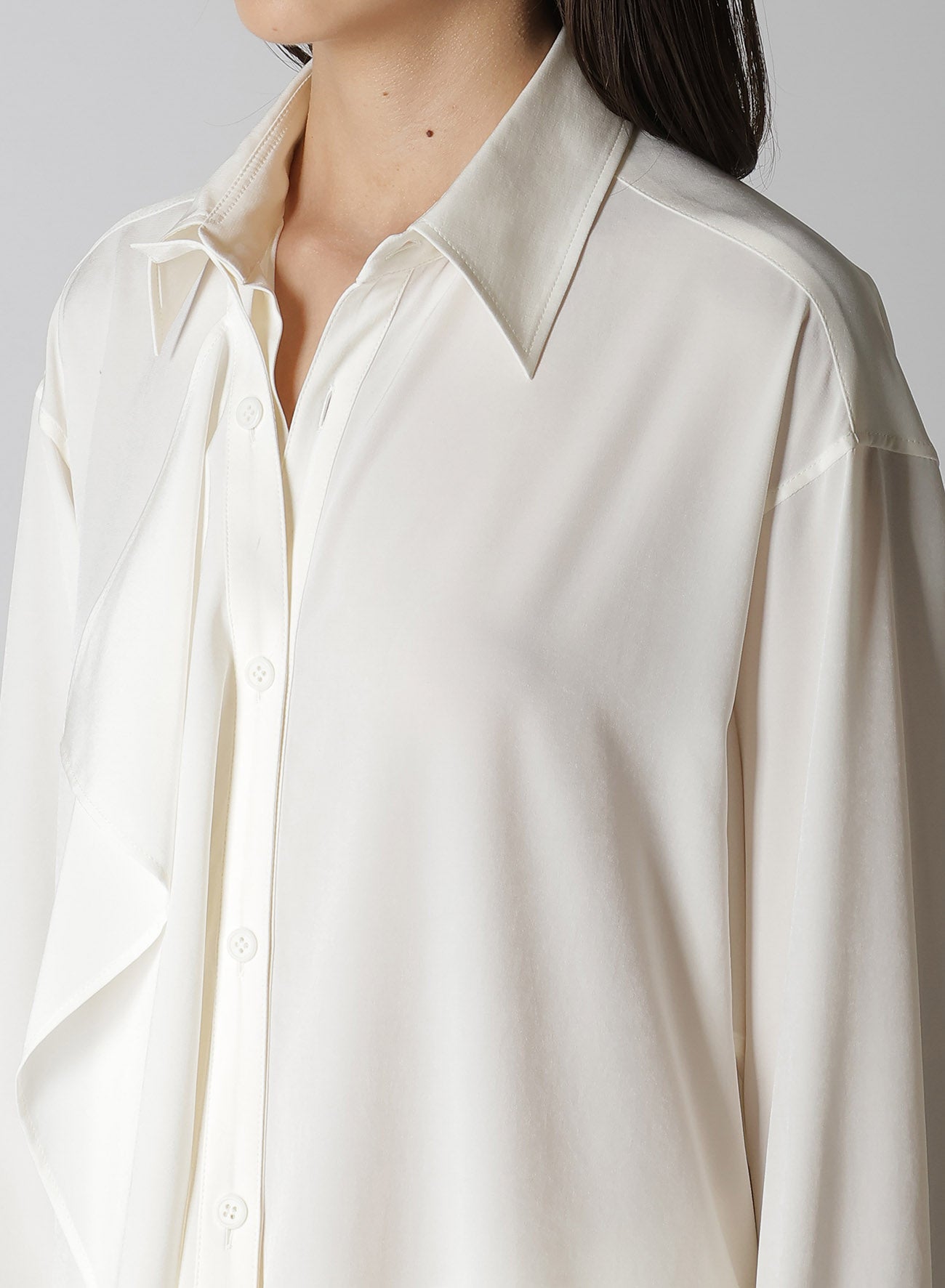 Elegant Crepe de Chine Blouse with Placket - Perfect for Office Wear & Casual Outfits