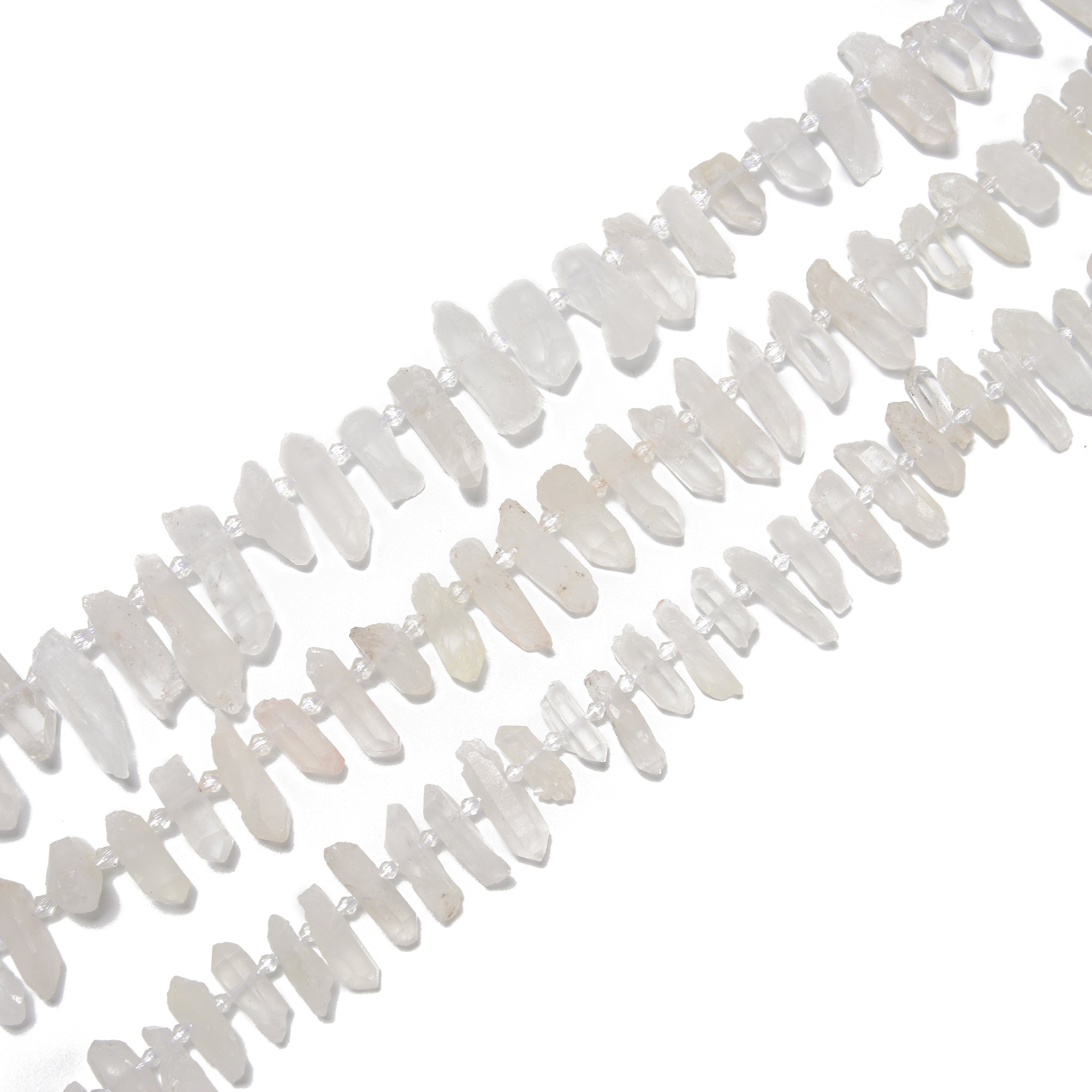Natural Clear Quartz Top Drilled Matte Stick Beads - 20mm, 45mm, 15.5 Inch Strand for Jewelry Making, Meditation & Healing Crystals | DIY Craft Supplies & Spiritual Gifts
