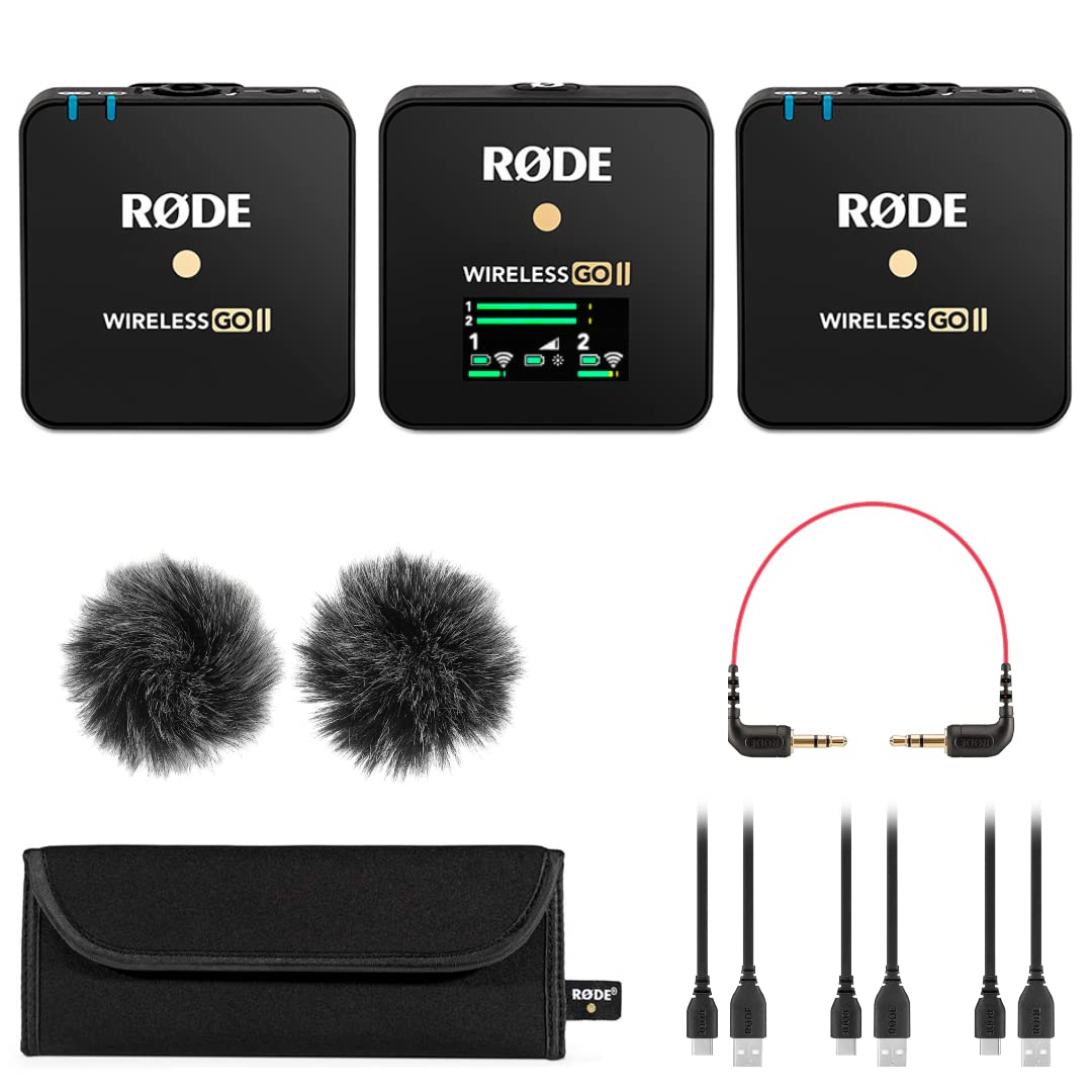 Rode Wireless GO 2 Dual Compact Digital Wireless Microphone System - Professional Lavalier Mic for Filmmaking, YouTube Videos, Podcasting, Streaming & Interviews - Perfect for Vloggers, Content Creators & Broadcasters