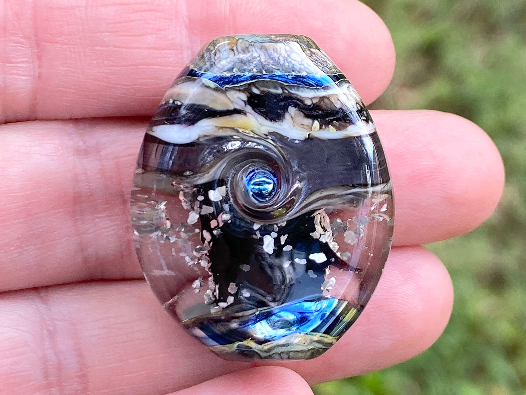 Black Organic Lampwork Focal Bead SRA - Handmade Glass Bead for Jewelry Making, DIY Crafts & Beading Projects | Perfect for Necklaces, Bracelets & Earrings