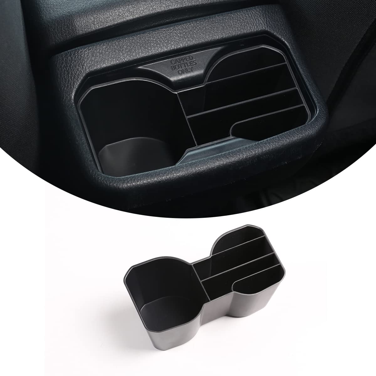 2016-2023 Toyota Tacoma Cup Holder Organizer - ABS Multifunctional Storage Tray for Car Gear Shifter & Accessories | Black Rear Row Organizer for Snacks, Phones & Drinks
