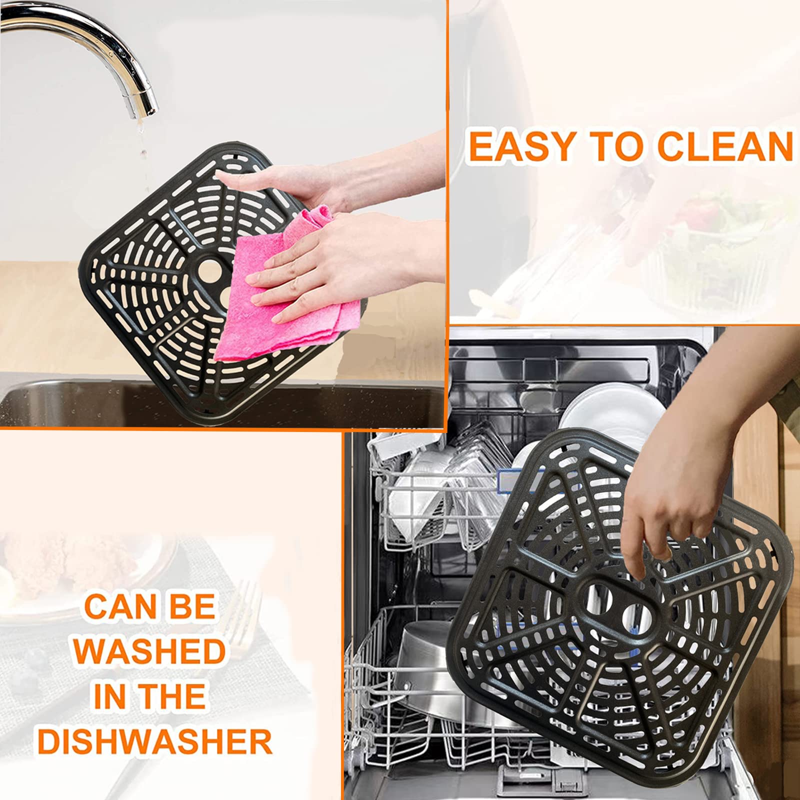 Premium Nonstick Air Fryer Crisper Tray & Grill Pan for COSORI 6.8 Quart Air Fryer - 9 Inch Square Rack with Grate Grid - Perfect for Healthy Frying, Grilling, and Roasting Chicken, Vegetables, and Snacks