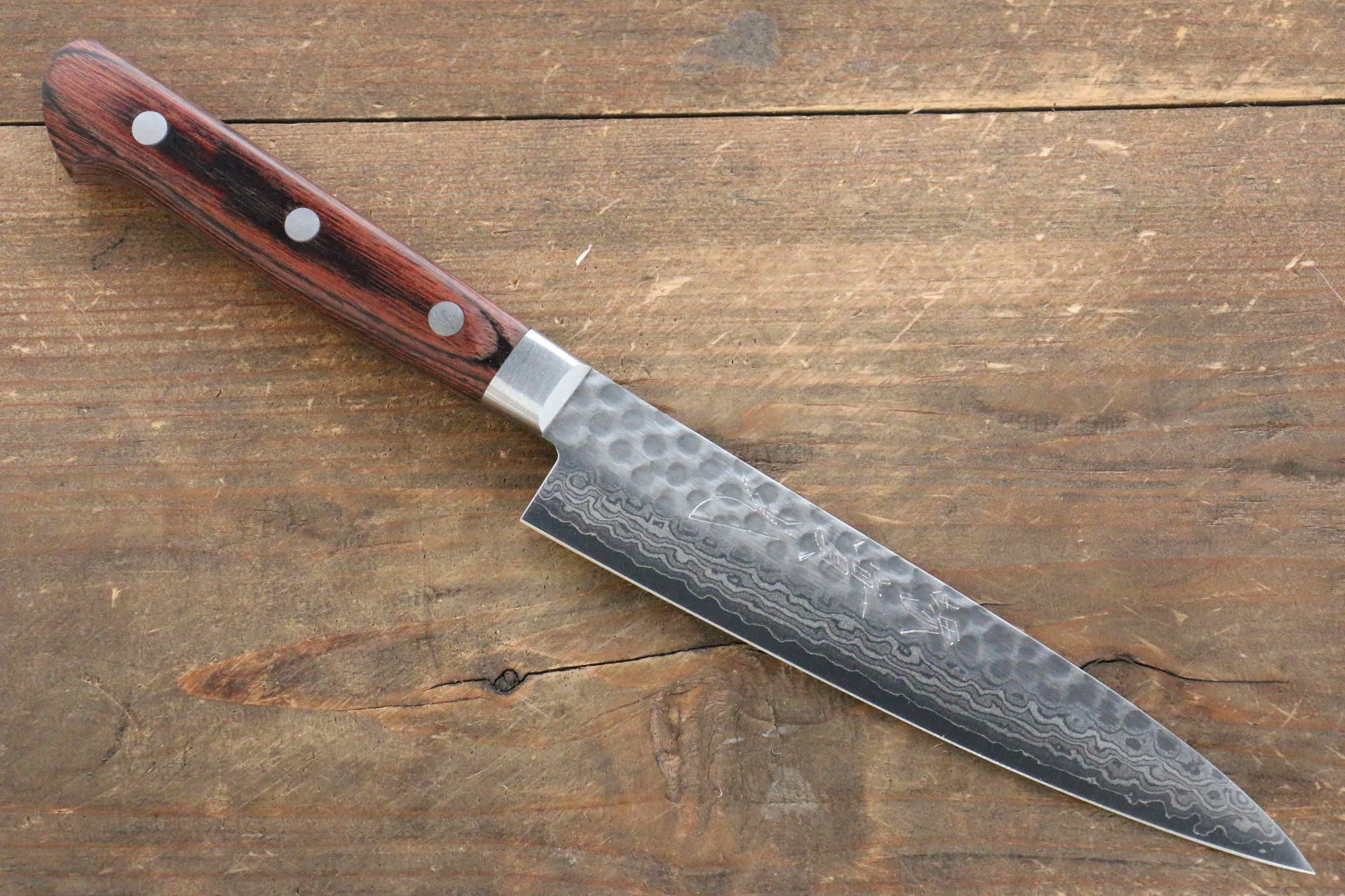 Jikko VG10 17-Layer Damascus Petty Utility Knife 135mm with Mahogany Handle - Perfect for Slicing, Peeling & Precision Kitchen Tasks