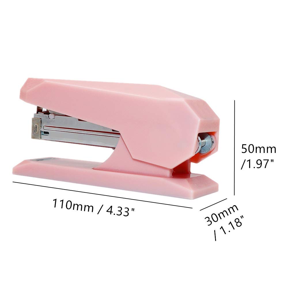 NatSumeBasics Cute Pink Diamond-Shaped Manual Stapler - 25 Sheet Capacity for Office & School Use - Perfect Desk Accessory & Gift Idea (Pink) - Ideal for Paperwork, Crafting & Home Organization