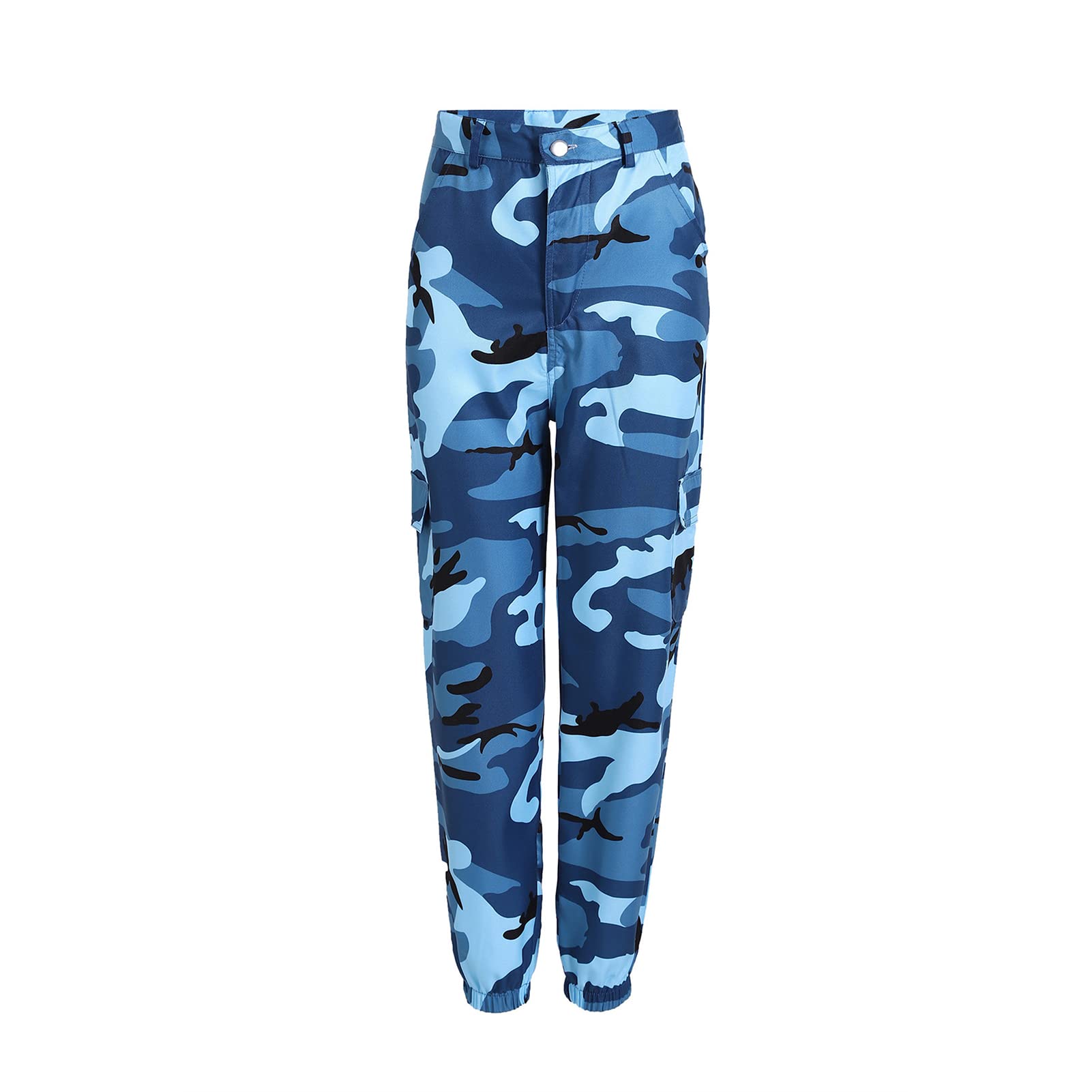 Women's Camo Cargo Pants - Mid Waist Military Joggers for Outdoor & Casual Wear