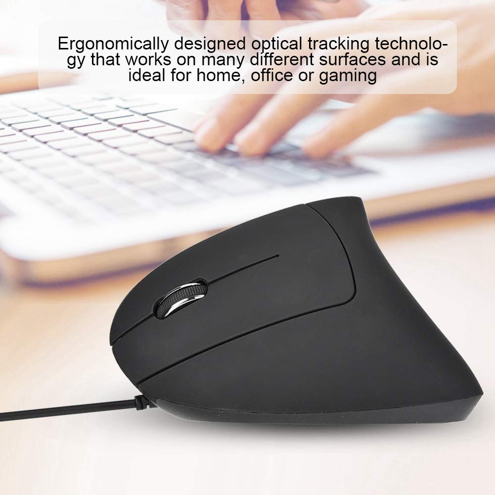 Wired Vertical Ergonomic Mouse for Left Hand - Gaming & Office Wrist Support Mouse for Laptop, PC, and Computer Use