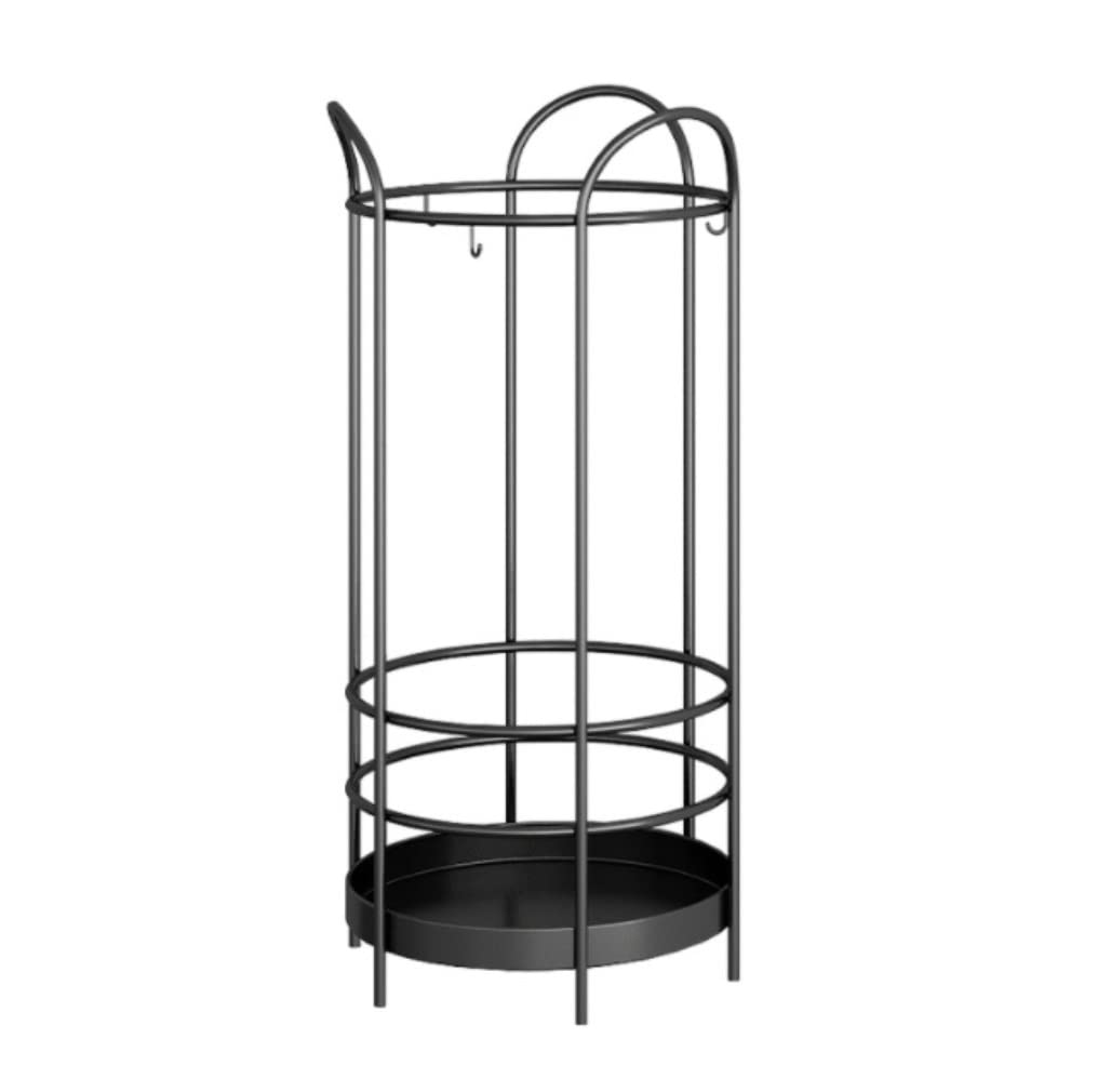 Modern Metal Umbrella Stand with Drip Tray & Hooks - Stylish Round Umbrella Holder for Entryway, Hallway - Organize Umbrellas, Walking Sticks - Perfect for Home, Office, Restaurant & Hotel Lobby