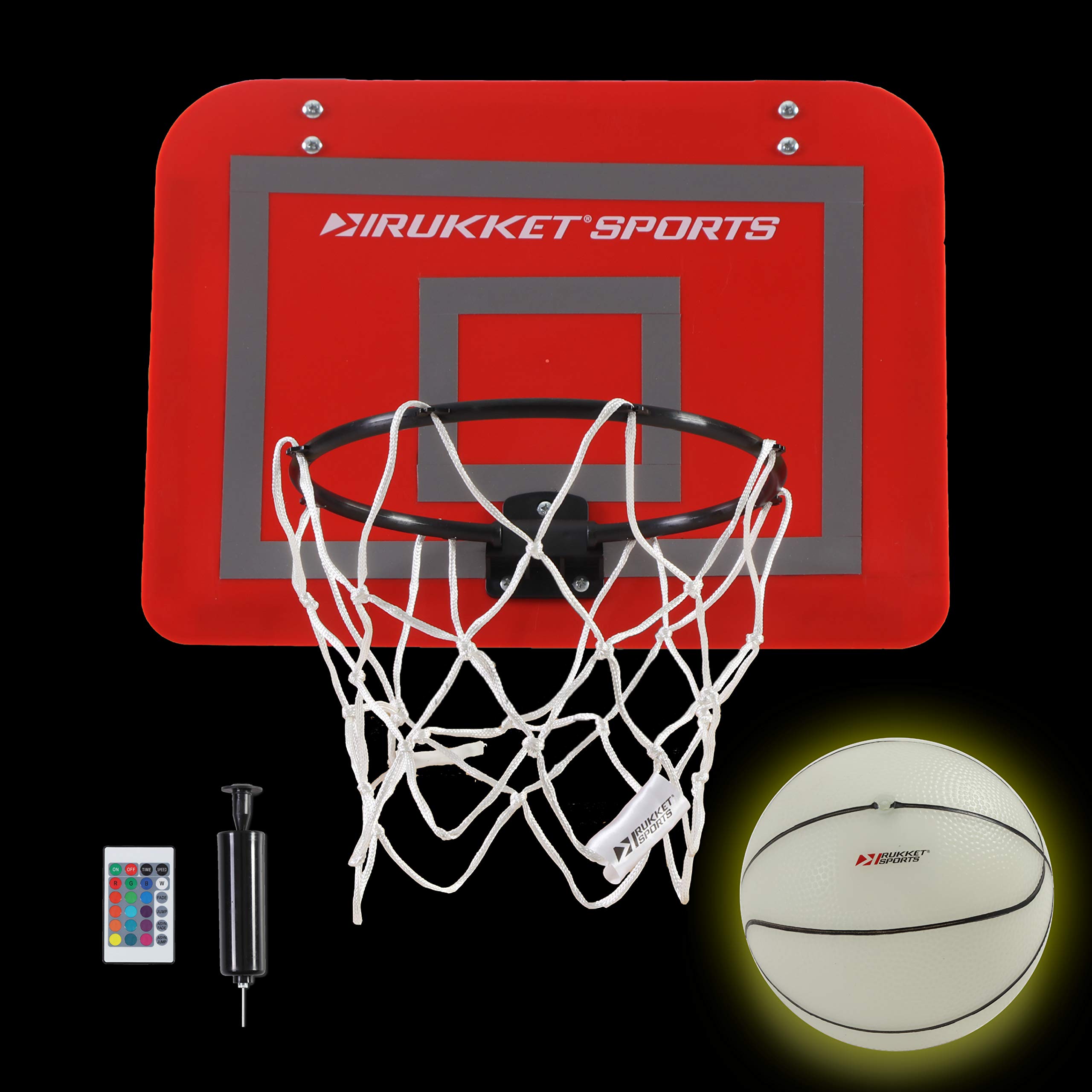 Rukket LED Basketball Hoop with Glow Ball - Indoor Over Door Hoop for Kids & Adults - Perfect for Home Play