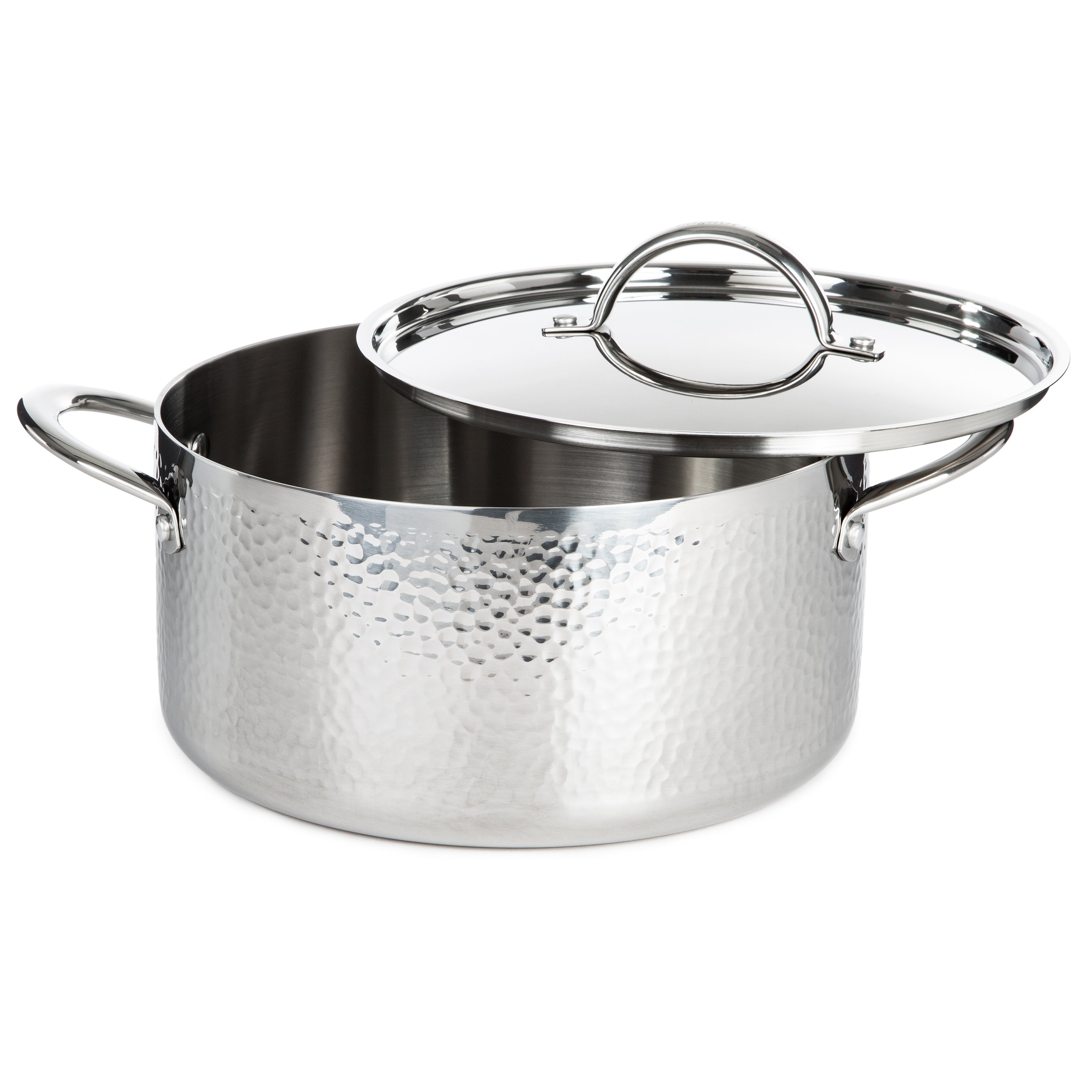 BergHOFF Vintage 10-Piece Tri-Ply 18/10 Stainless Steel Cookware Set with Lids - Hammered Finish for Professional Cooking & Home Kitchen Use