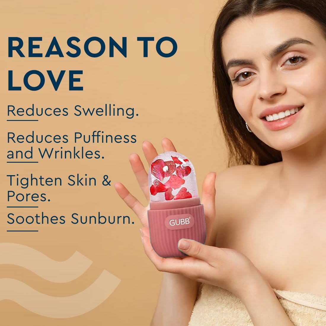 GUBB Ice Roller for Face, Eyes & Neck - Reusable Silicone Facial Massager for Skin Tightening & Glow | Reduce Puffiness & Dark Circles | Perfect for Morning Routine & Post-Workout Recovery (Pink)