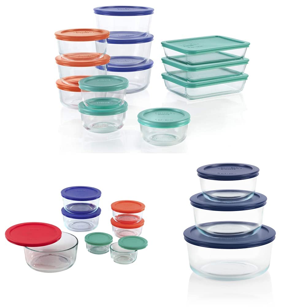 Pyrex Glass Food Storage Containers Set - 44-Piece Bundle (24 + 14 + 6) | Airtight & Leakproof | Microwave, Freezer & Dishwasher Safe | Perfect for Meal Prep, Leftovers & Pantry Organization
