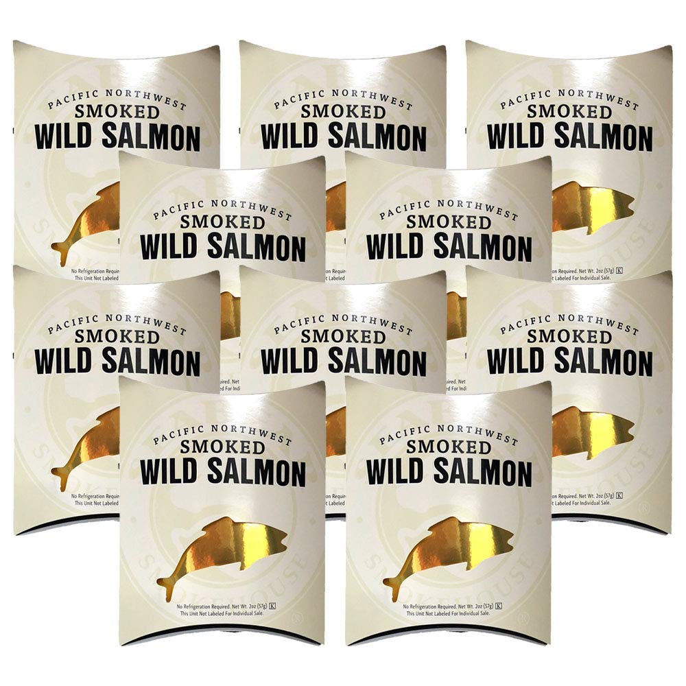 Premium Wild Smoked Salmon Gift Set - SeaBear Pacific Northwest Double-Sided Pillow Pack (10 Count) - Perfect for Holidays, Corporate Gifts & Gourmet Food Lovers
