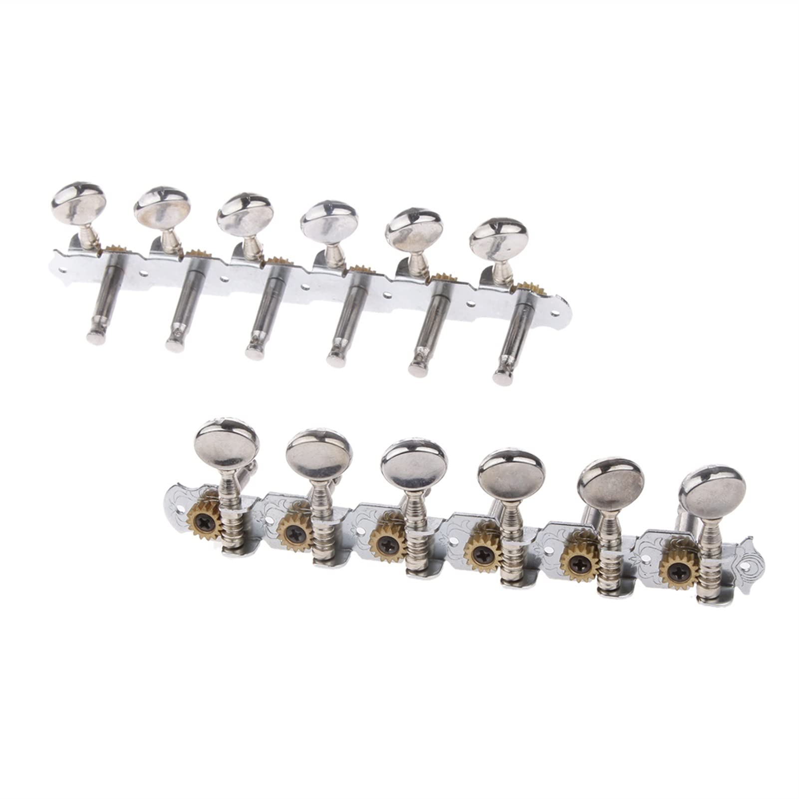 Premium 6L 6R Guitar Tuning Pegs - Silver Machine Heads Tuners for 12 String Acoustic Guitar | Perfect for String Replacement & Instrument Maintenance | Ideal for Musicians, Guitar Techs & DIY Repairs