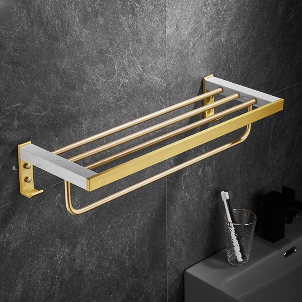 WXXGY Marble Bathroom Towel Rack & Shelf - Space-Saving Aluminum Wall Mounted Bathroom Hardware - Perfect for Modern Bathrooms, Spas & Luxury Home Decor