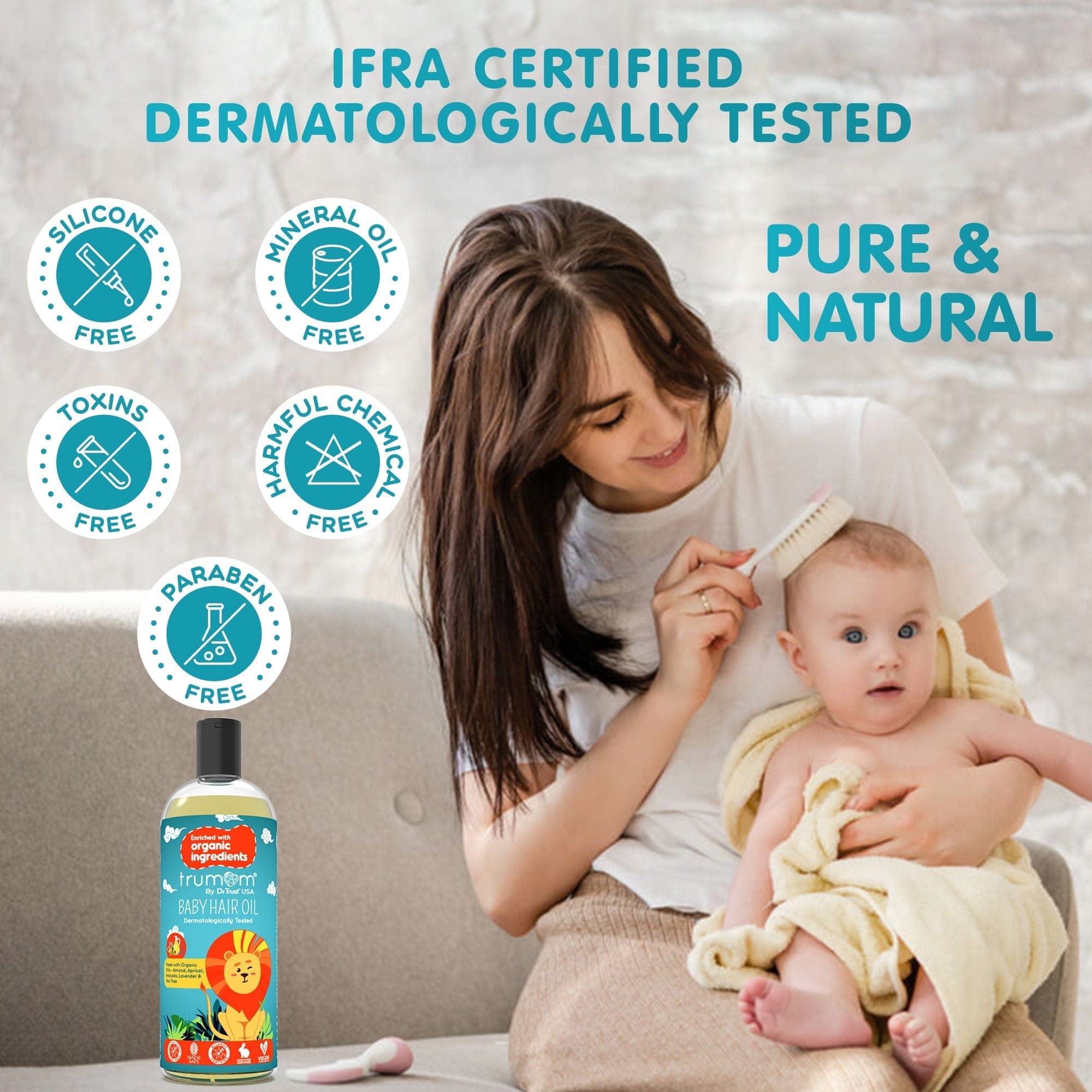Trumom USA Organic Hair Oil 100ml - Australian Made, Toxin-Free & Safe Certified for Healthy Hair Growth | Perfect for Daily Nourishment, Scalp Massage & Frizz Control