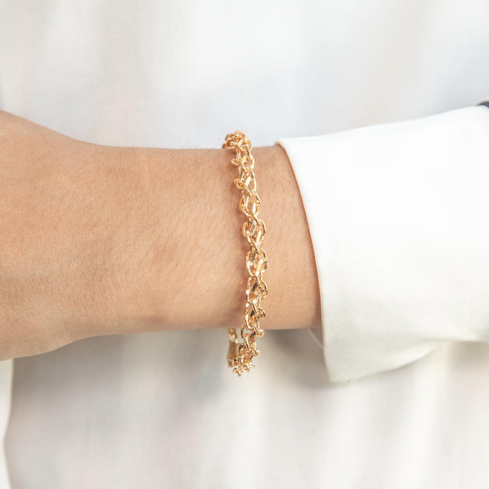9ct Silver Filled Yellow Gold Bracelet 19cm - Elegant Singapore Style Jewelry for Women, Perfect for Parties, Weddings & Daily Wear