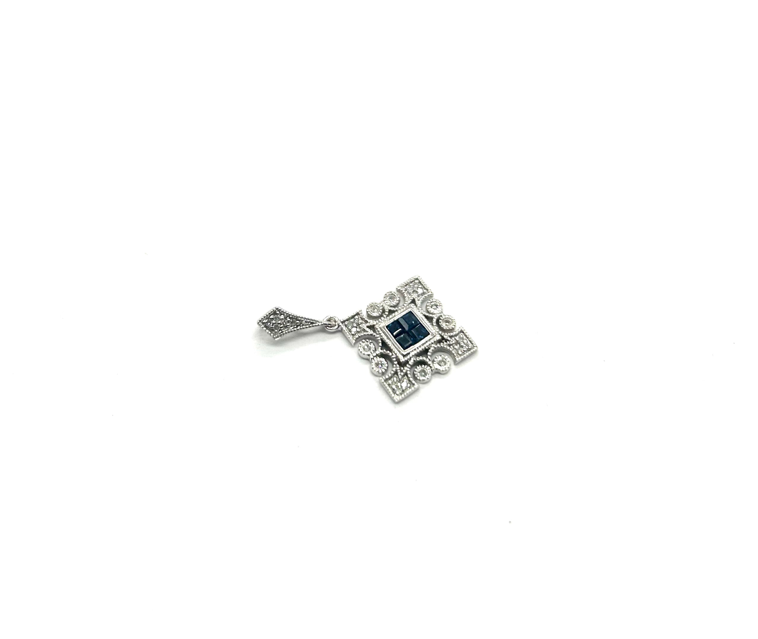 Exquisite Diamond & Blue Sapphire Drop Pendant Necklace - Elegant Jewelry Gift for Women - Perfect for Weddings, Anniversaries & Special Occasions