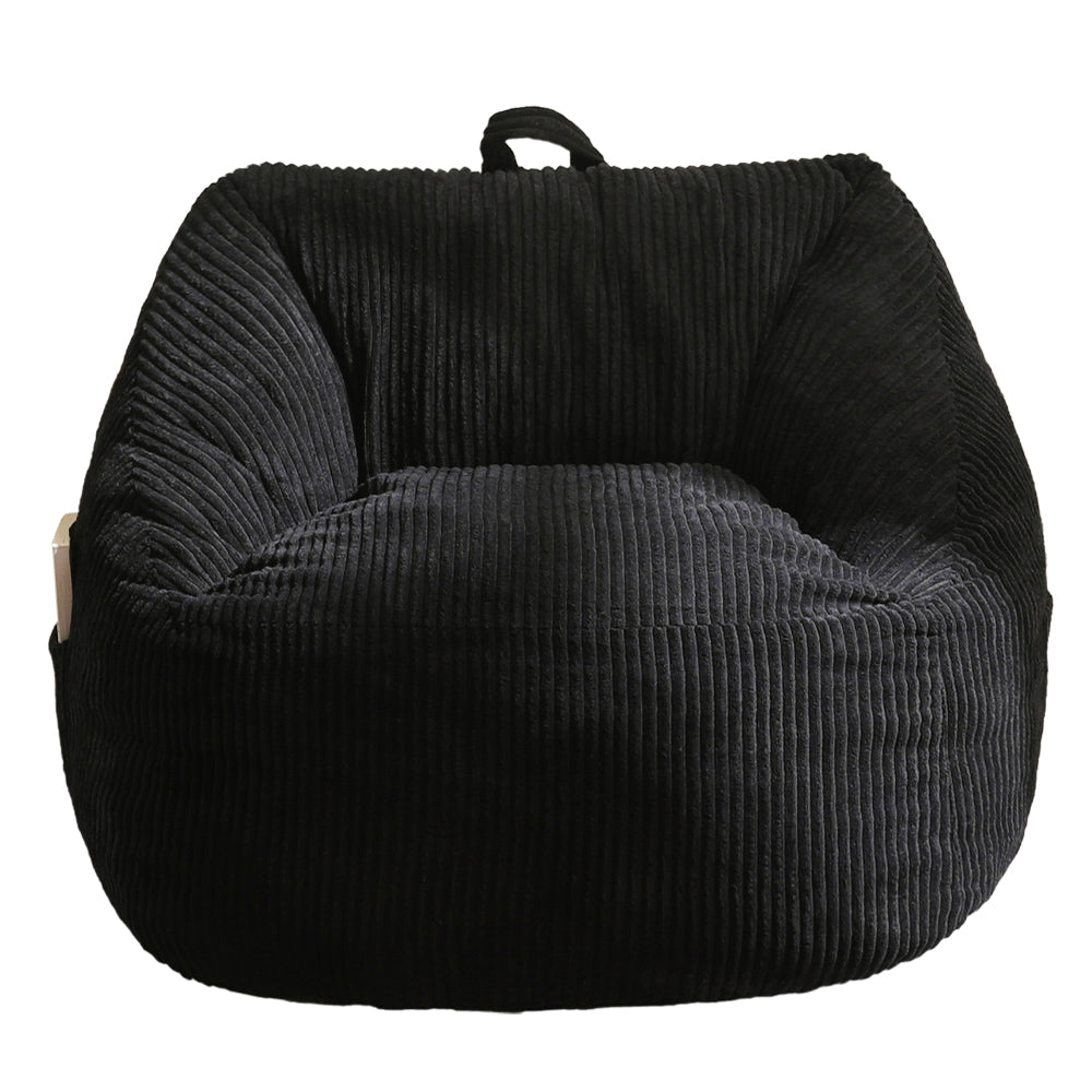 MAXYOYO Kids Bean Bag Chair - Soft Corduroy Bean Bag Couch with Handle & Storage Pocket for Gaming, Reading & Relaxing - Perfect for Bedroom, Playroom & Dorm Room - Black
