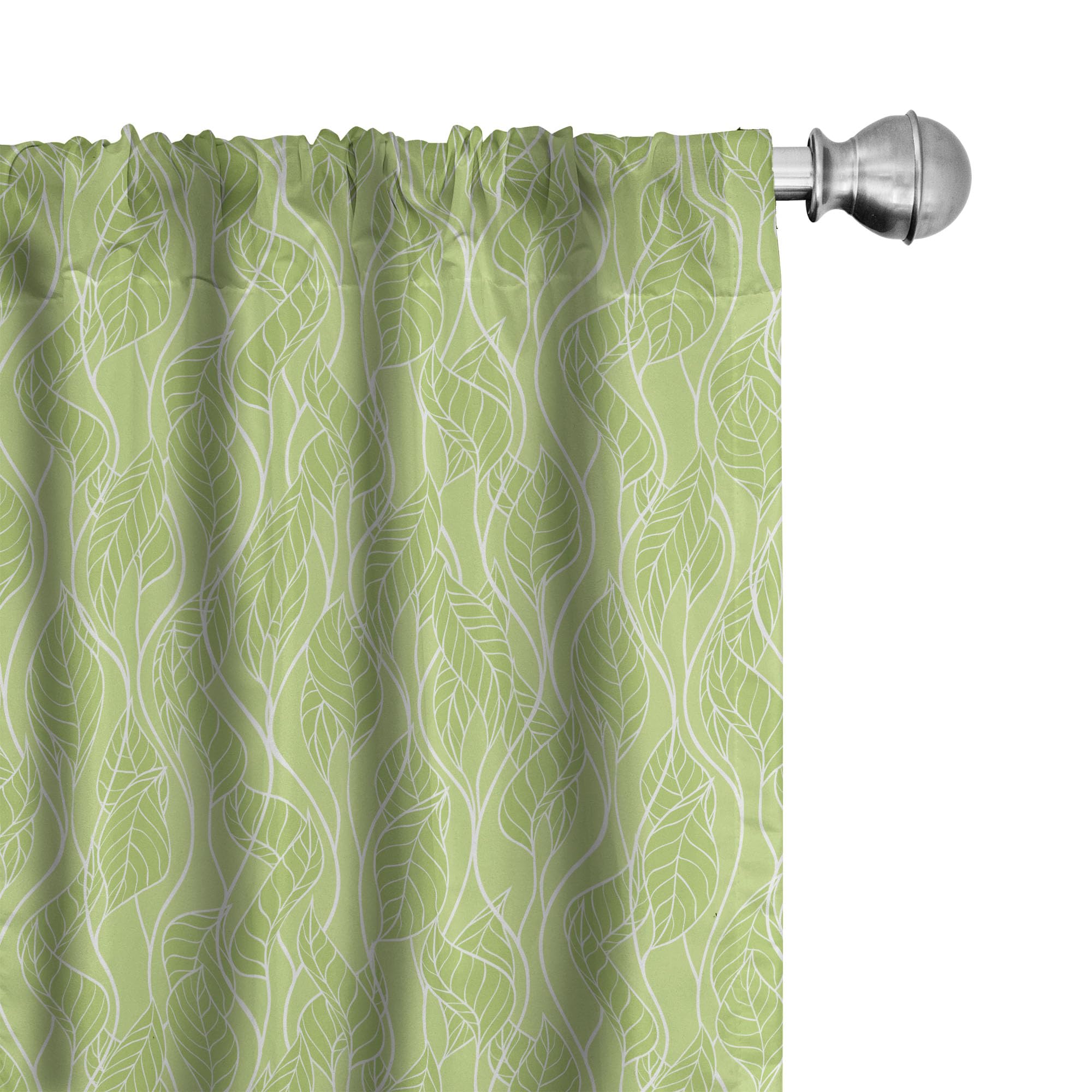 Ambesonne Green Leaf Botanical Curtains - 2 Panel Set, 28
