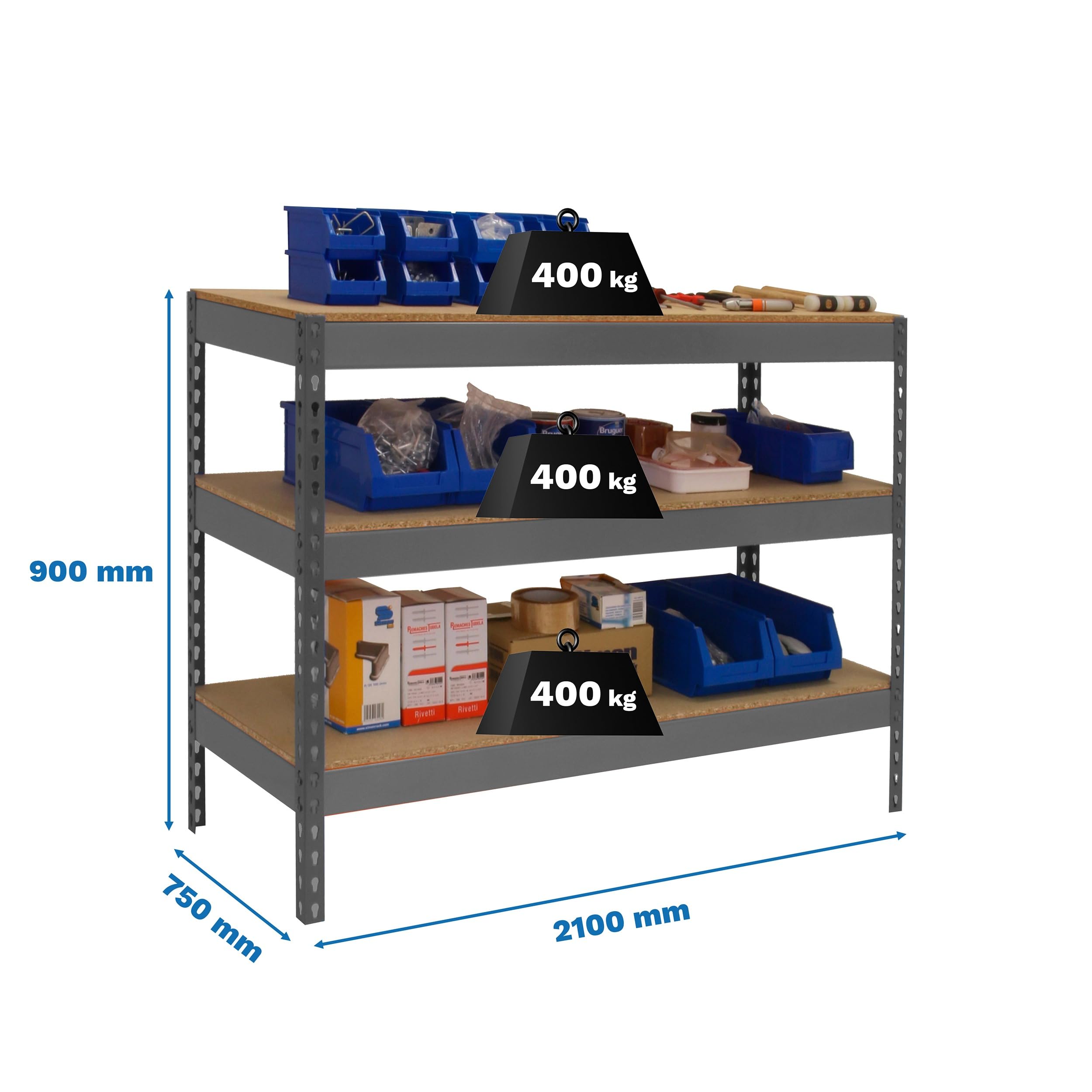 Simon Workbench 900x2100mm, 400kg Capacity, 3 Height Adjustable - Perfect for DIY & Workshop
