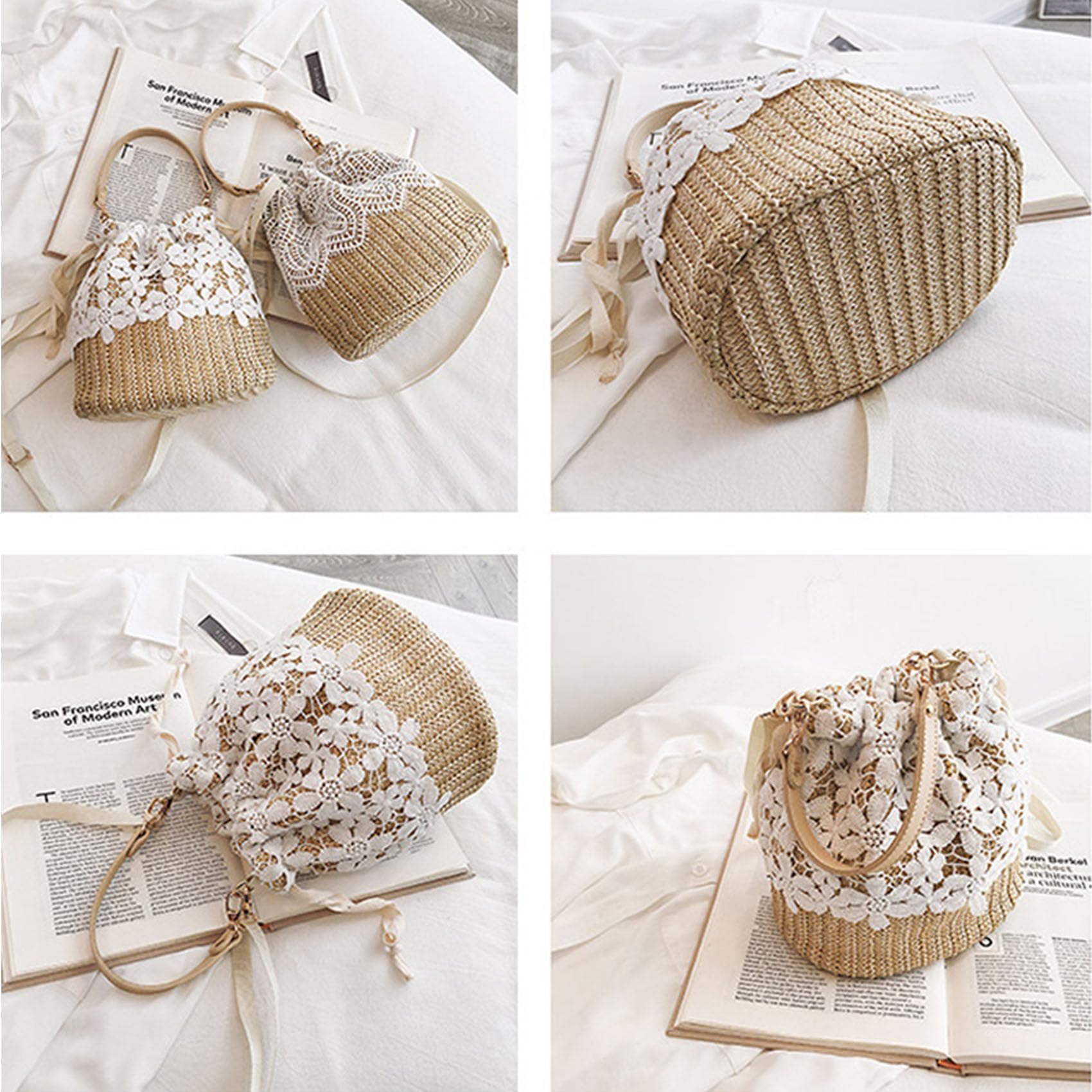 Women's Summer Woven Rattan Handbag - Straw Shoulder Bag & Beach Tote Purse for Women | Perfect for Vacation, Beach Outings and Casual Daily Use