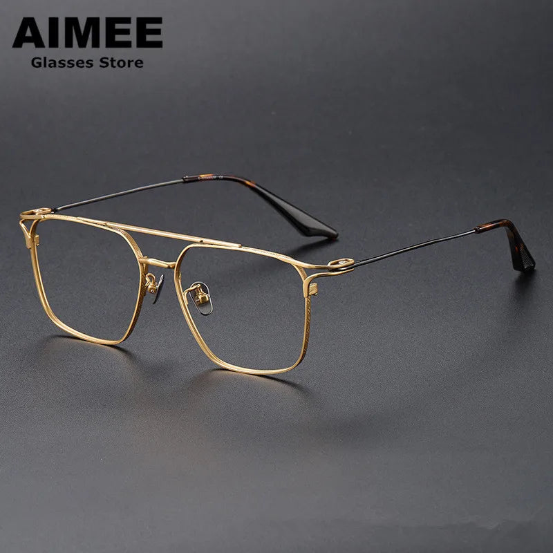 Aimee Unisex Full Rim Square Double Bridge Titanium Eyeglasses 81000 - Lightweight Durable Frame for Reading, Work & Everyday Use