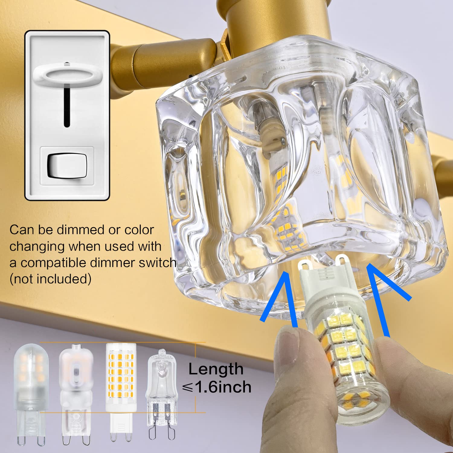 Modern Crystal Bathroom Vanity Light - Gold 4-Light Fixture for Mirror - Perfect for Bathroom & Dressing Room Lighting