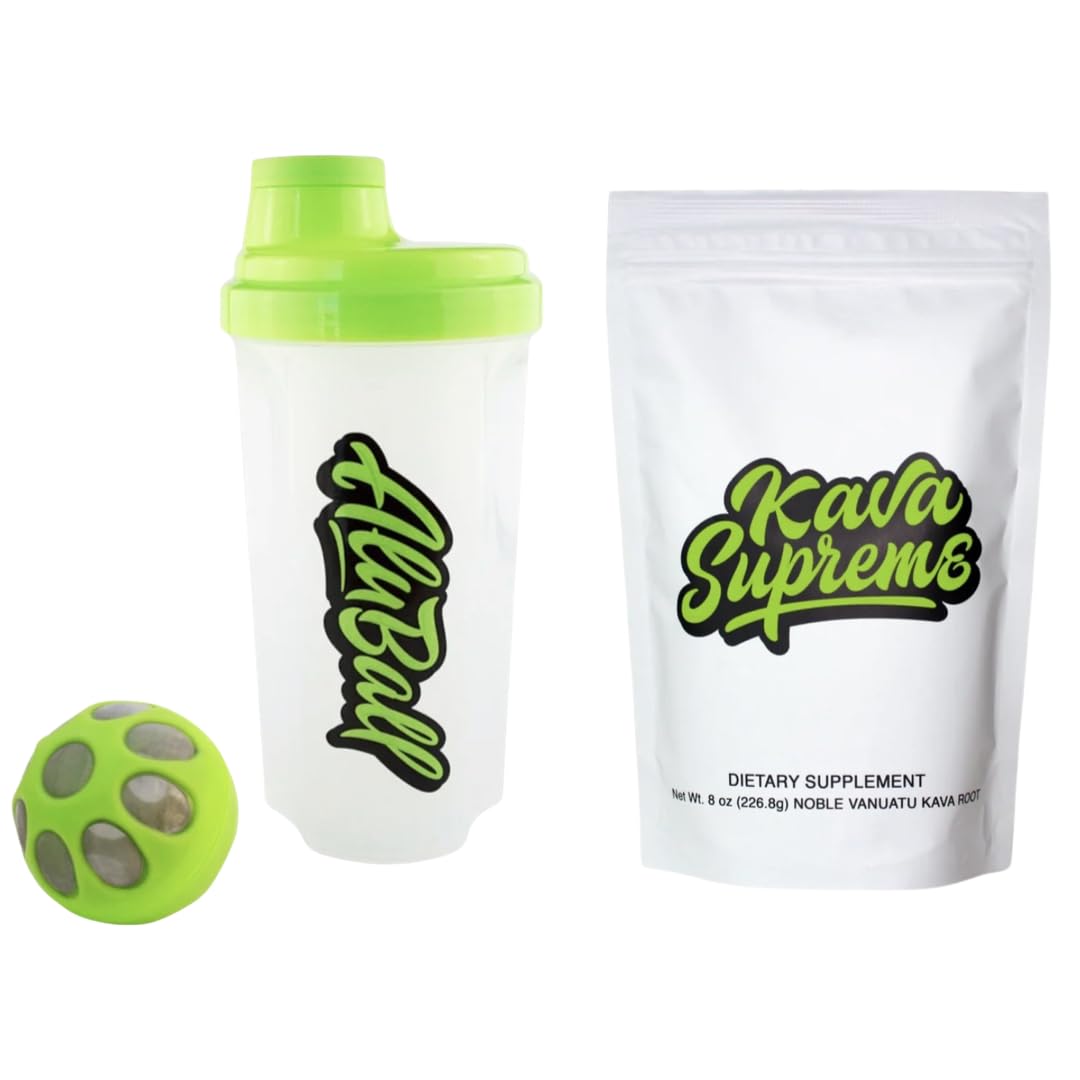 Premium AluBall Kava Maker with 8oz Kava Supreme - Traditional Herbal Drink Mixer for Relaxation & Social Gatherings - Perfect for Home Use, Parties & Stress Relief