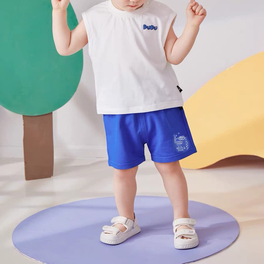 Boys' Elastic Waist Cotton Shorts - Soft Pull-On Toddler Short Pants for Summer | Playtime, Beach & Casual Outfits