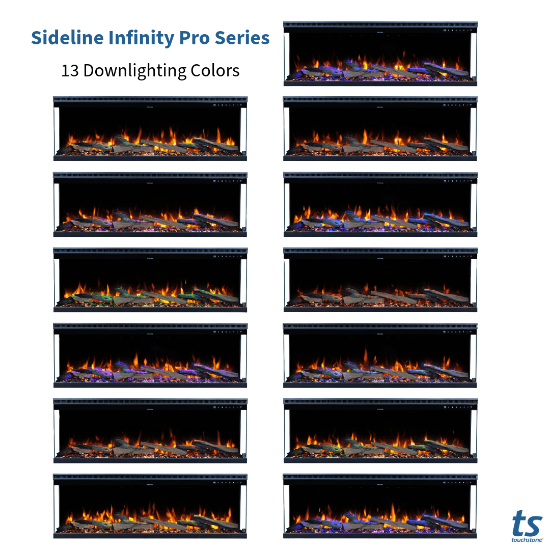 Sideline Infinity Pro 50 Inch 3-Sided Recessed Smart Electric Fireplace - Modern Heating Solution for Living Room, Bedroom & Office - WiFi & Remote Control - Realistic LED Flames - Energy Efficient