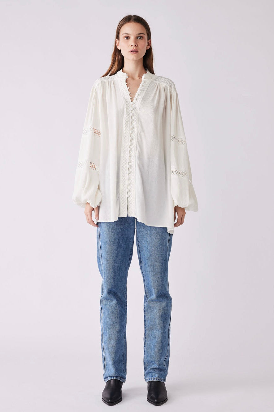 Elegant Harp Ivory Front Button Blouse for Women - Perfect for Office Wear, Business Meetings & Formal Occasions