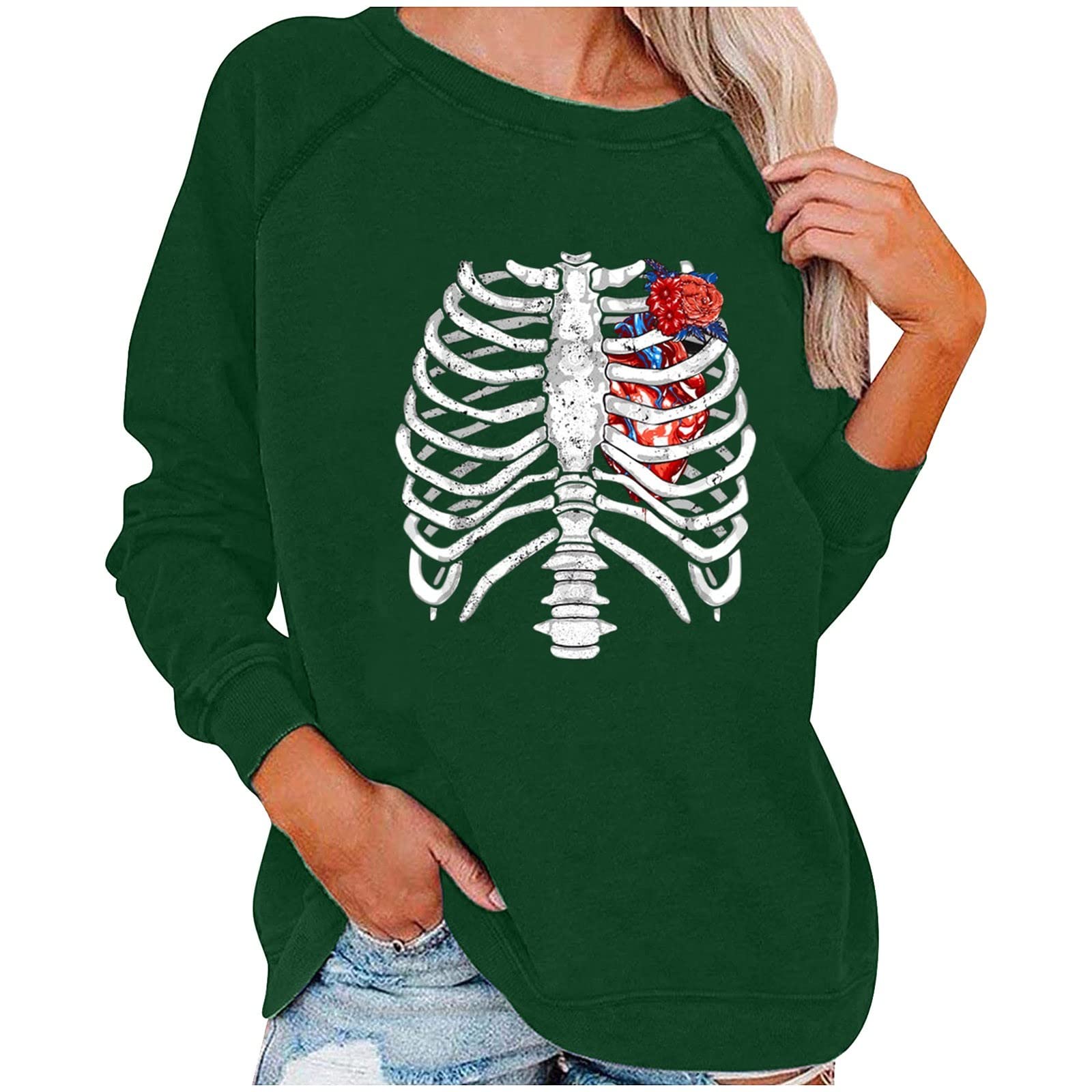Women's Halloween Sweatshirt - High Neck Long Sleeve Casual Top for Autumn | Cozy Fall Outfit for Pumpkin Patch, Trick or Treating & Halloween Parties