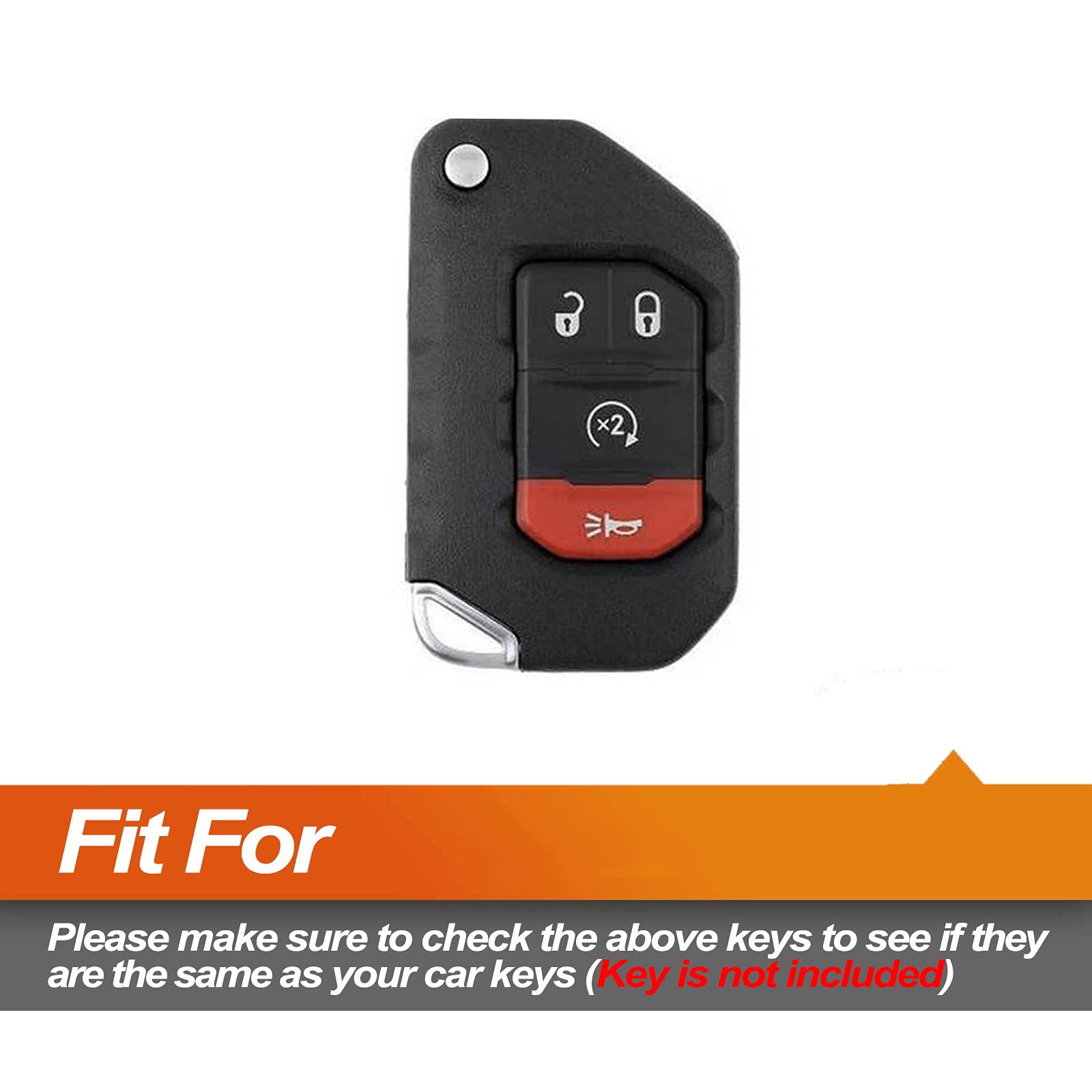 Premium Silicone Key Fob Cover for Jeep Wrangler JL/JLU, Gladiator JT, Wagoneer - Durable Remote Key Protection Case (Black) | Car Accessories | Perfect for Off-Road Adventures & Daily Commuting