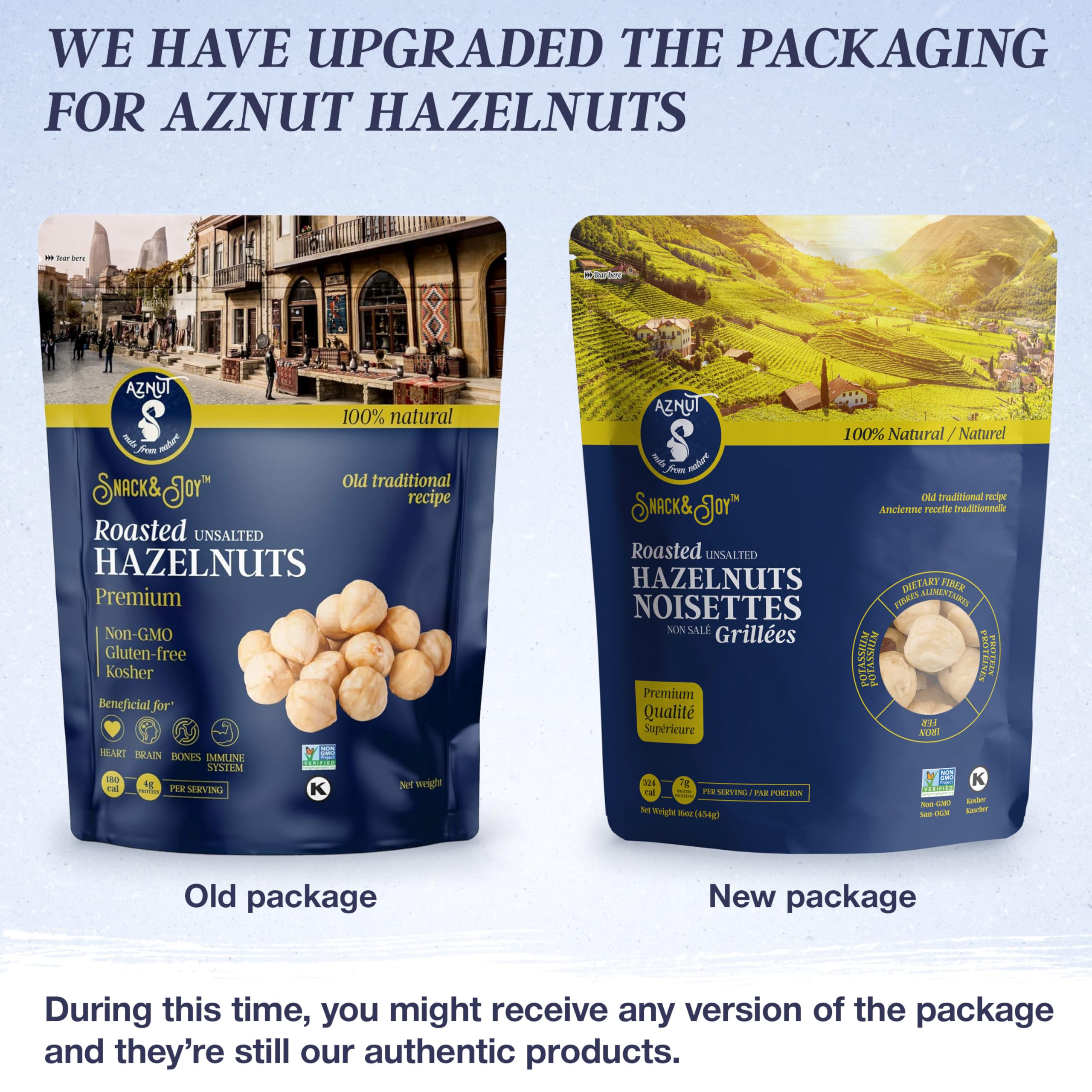 AZNUT Premium Roasted Unsalted Hazelnuts 3 LB - 100% Natural Non-GMO, Kosher Certified, No Salt, No Oil, Gluten Free, Keto-Friendly Snacks in Resealable Bag | Perfect for Baking, Healthy Snacking & Keto Diet